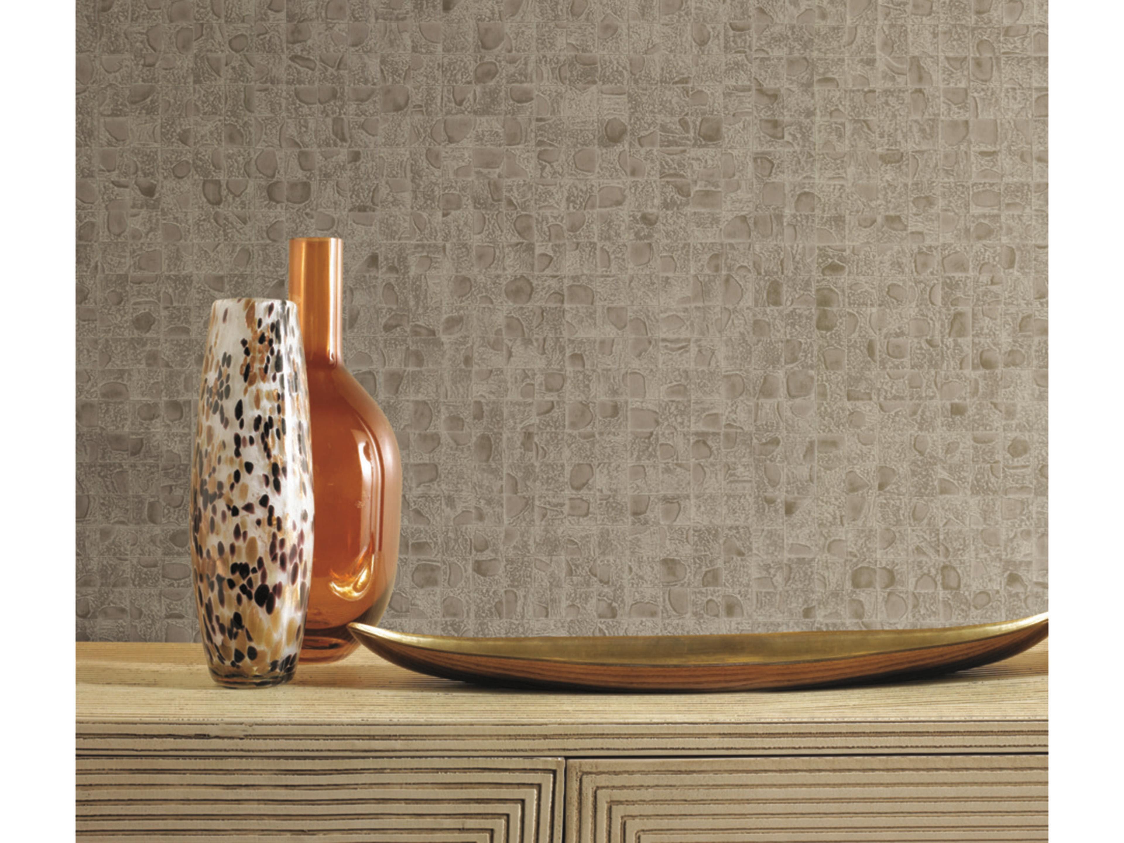 York Wallcoverings Ronald Redding Traveler Beige Leather Lux Wallpaper