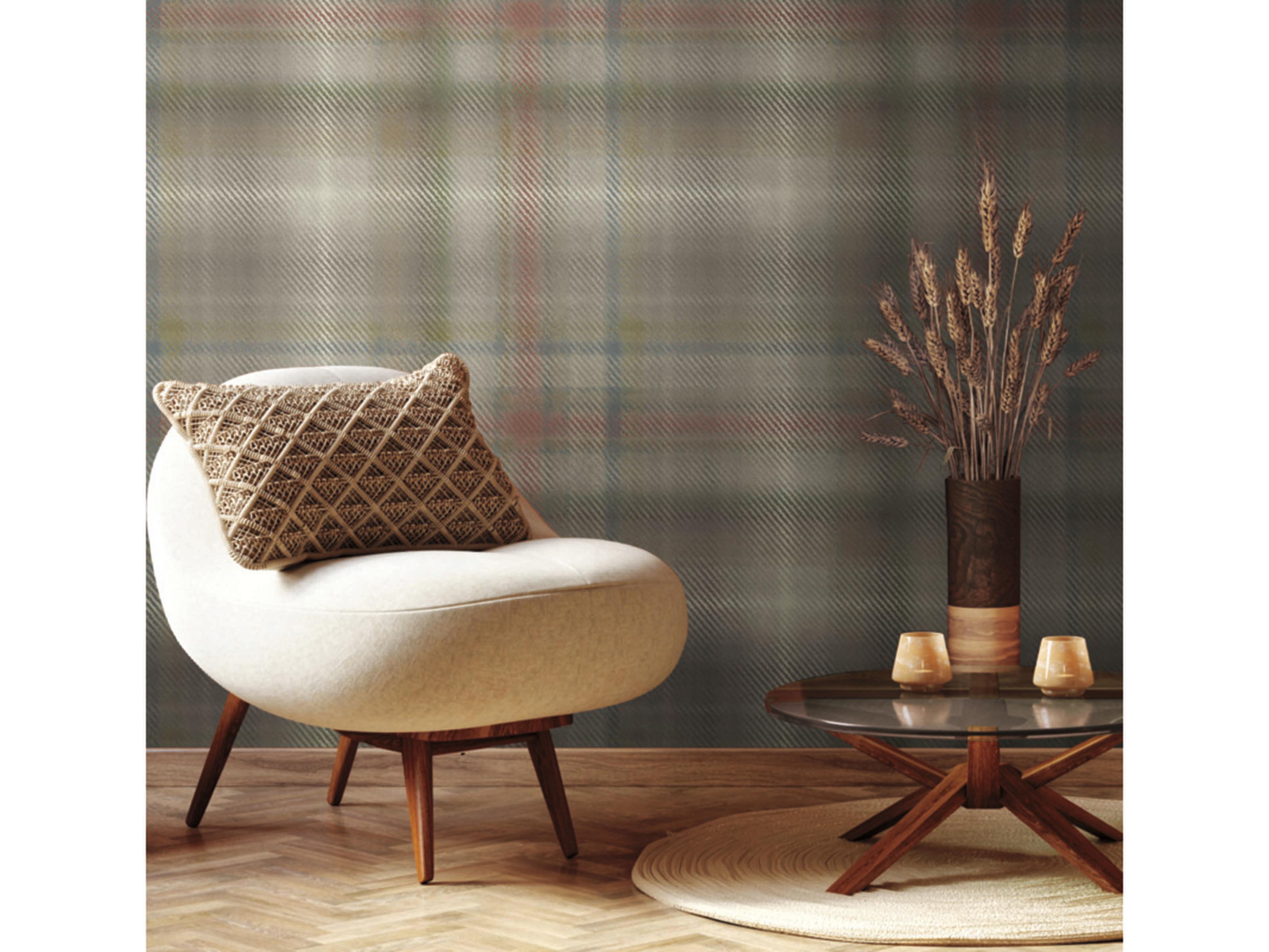 Ronald Redding Traveler Neutral Sterling Plaid Wallpaper