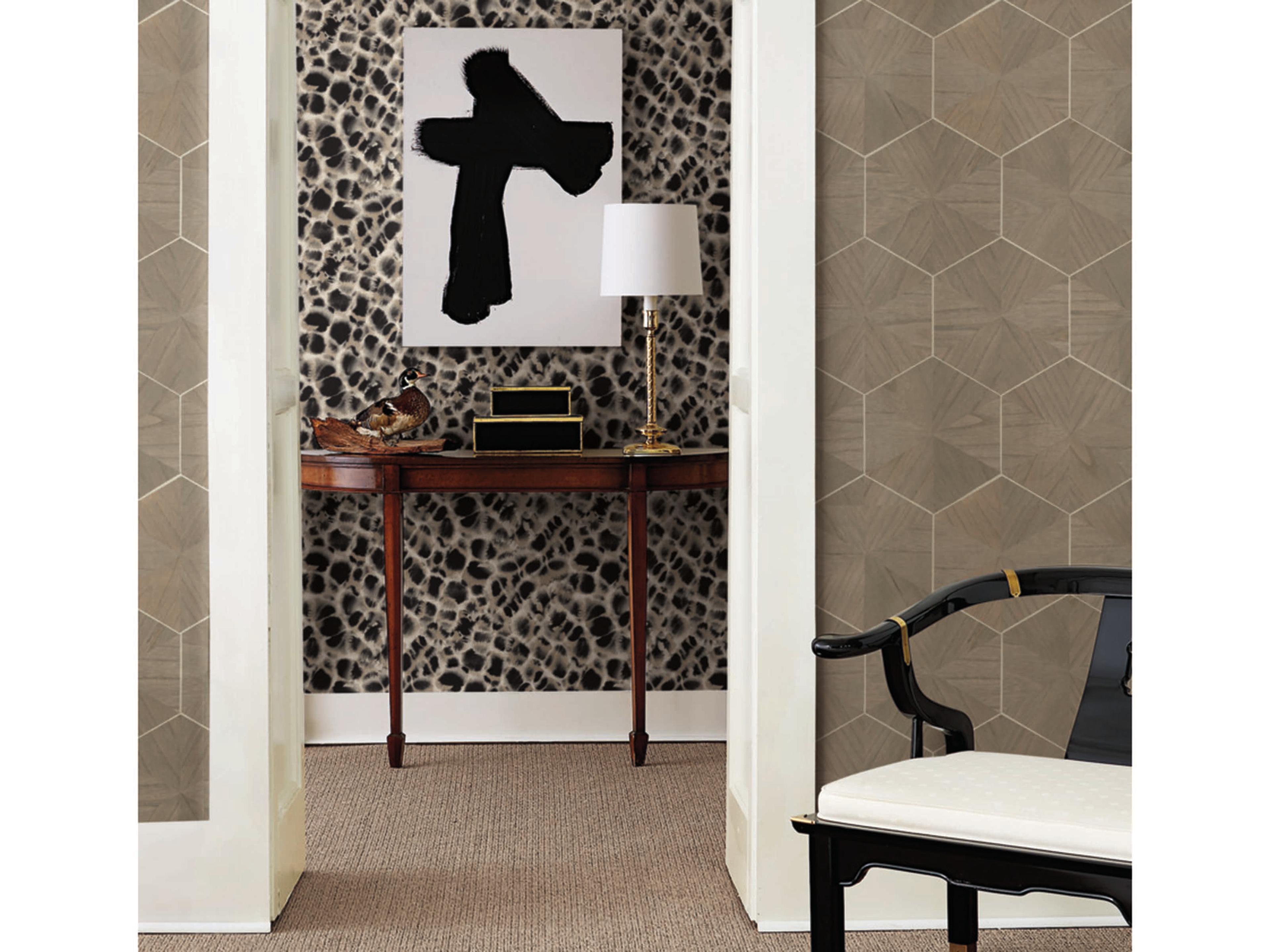 Ronald Redding Traveler Black Leopard Rosettes Wallpaper