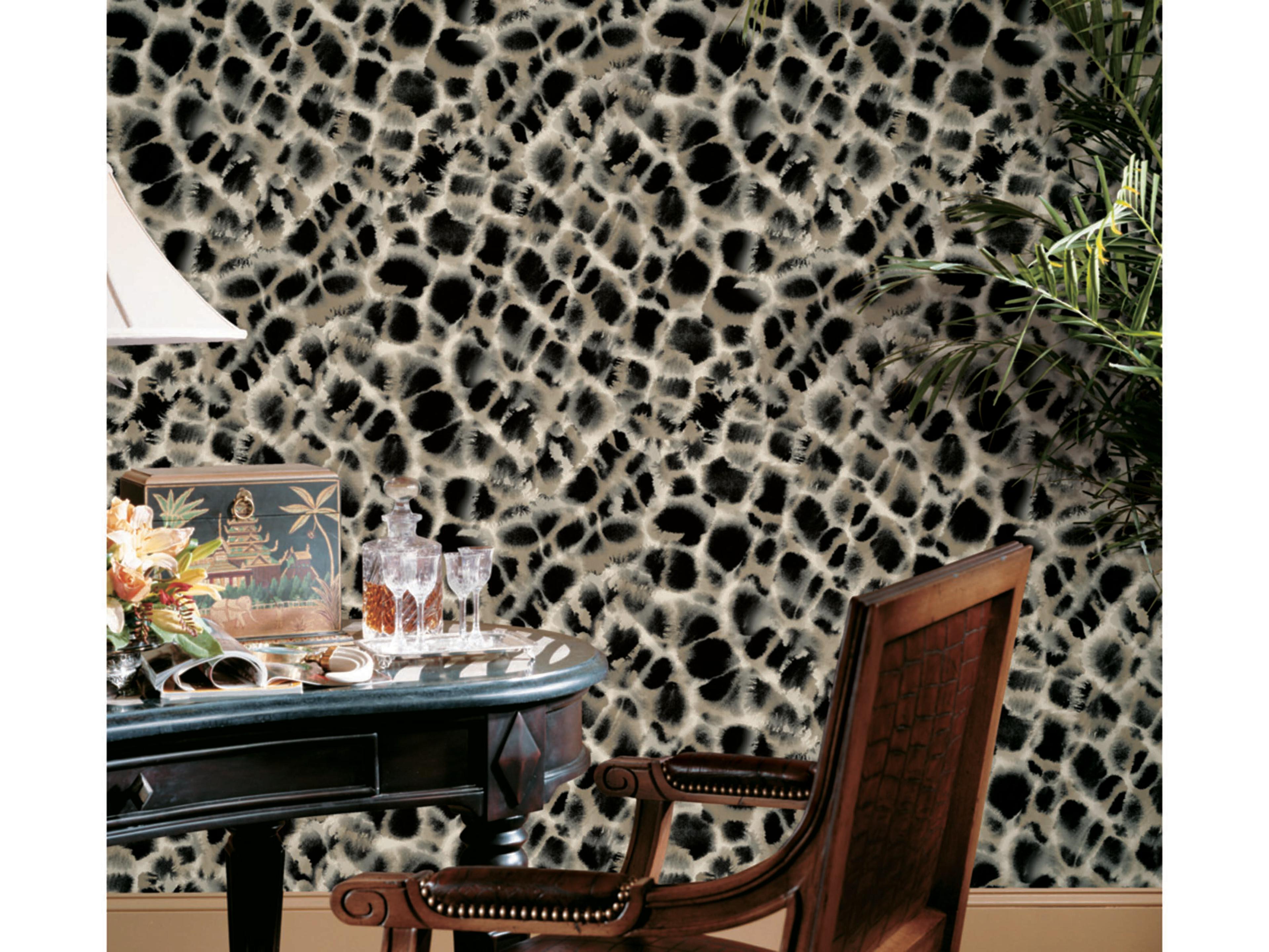 York Wallcoverings Ronald Redding Traveler Black Leopard Rosettes Wallpaper