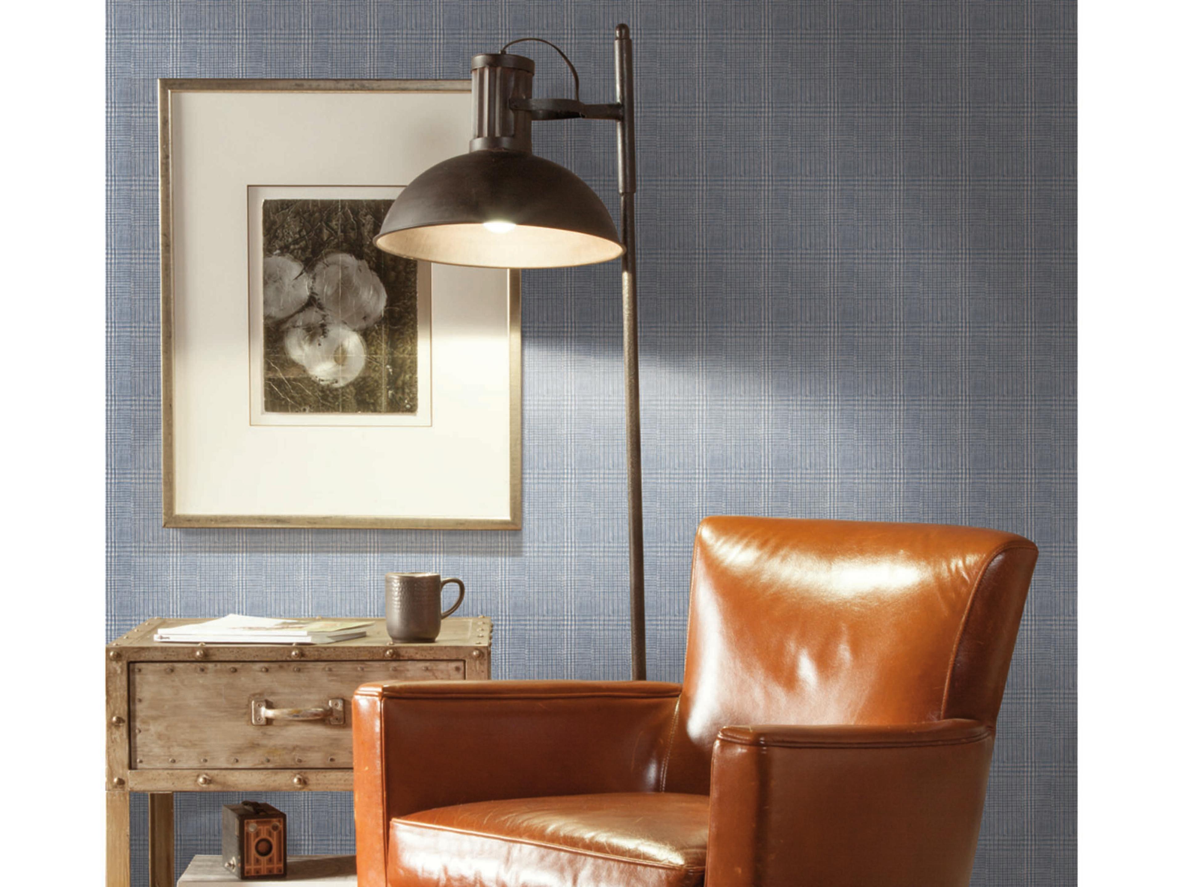 York Wallcoverings Ronald Redding Traveler Blue Shirting Plaid Wallpaper