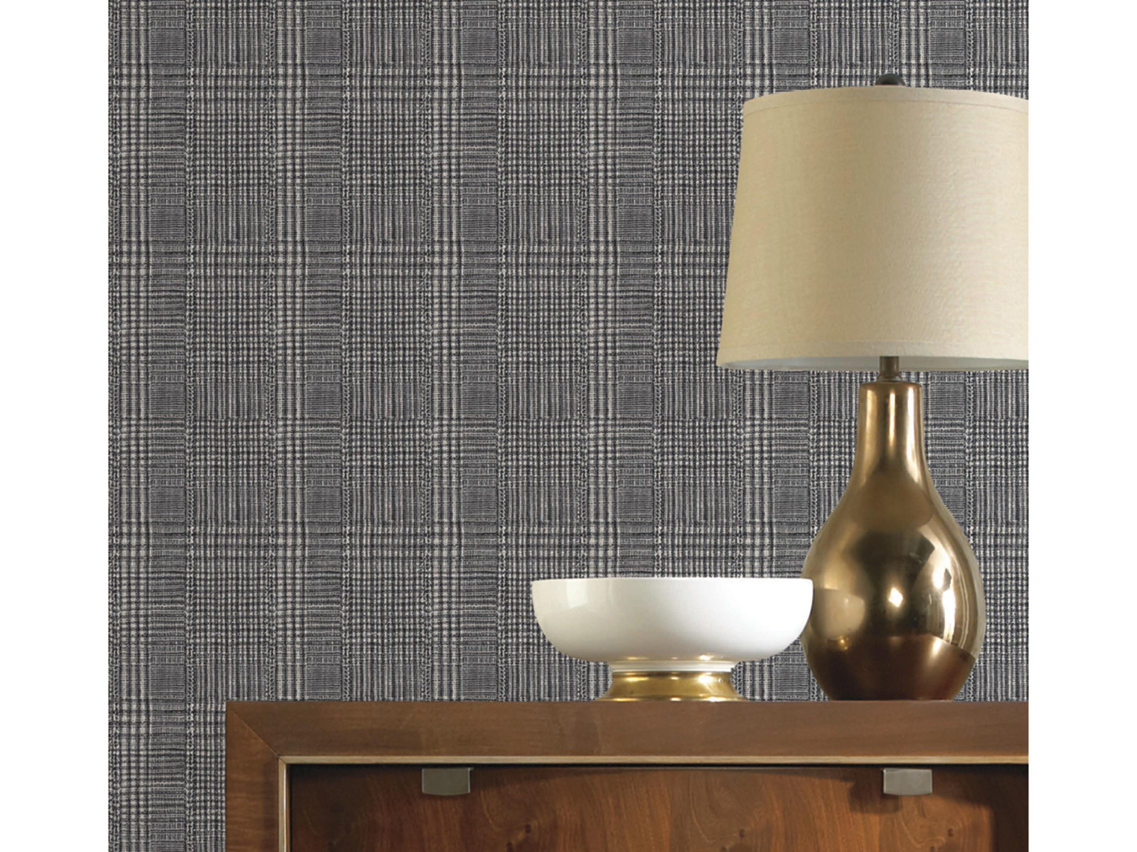 York Wallcoverings Ronald Redding Traveler Black Shirting Plaid Wallpaper