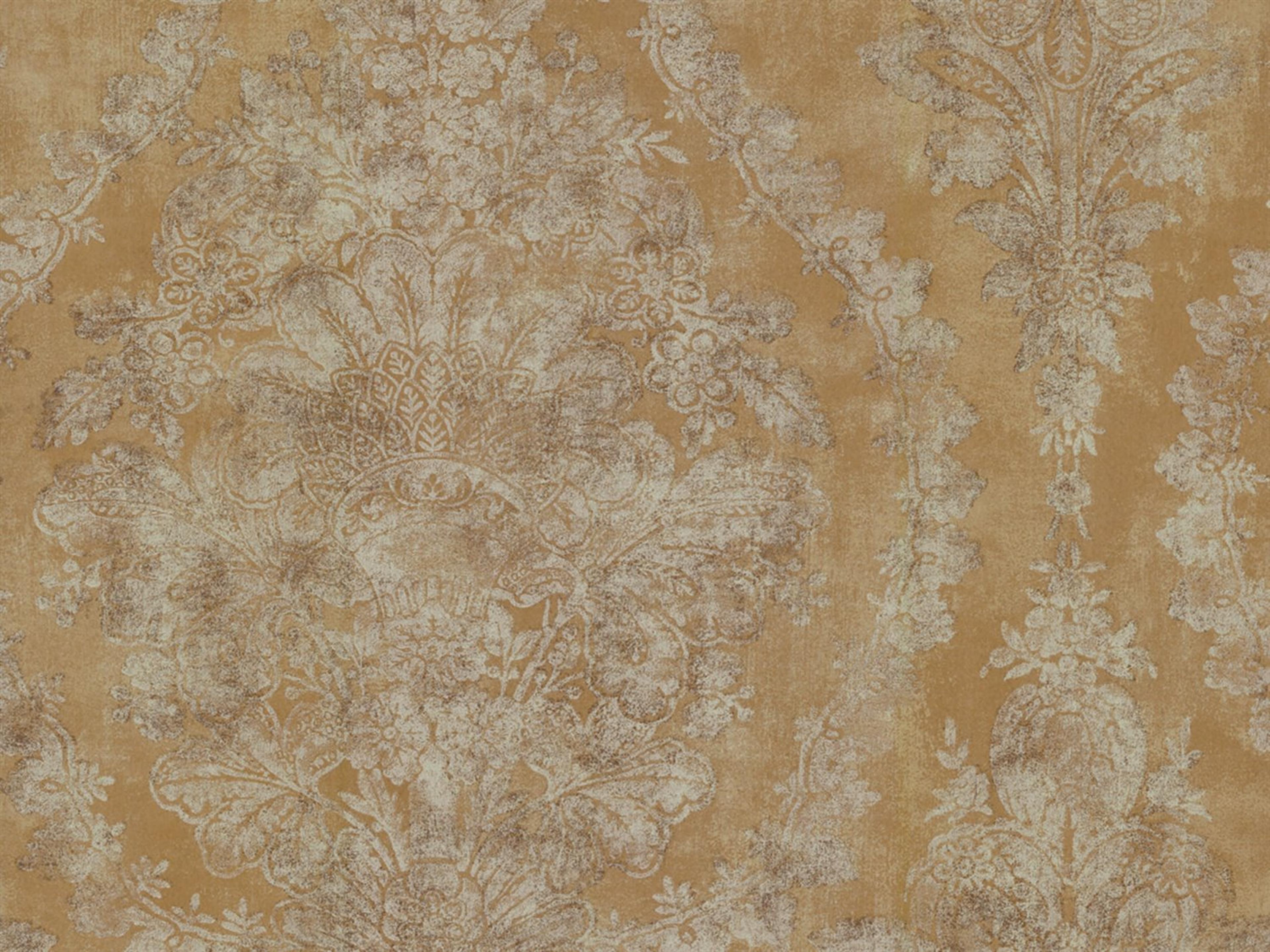 York Wallcoverings Ronald Redding 24 Karat Yellow Charleston Damask Wallpaper