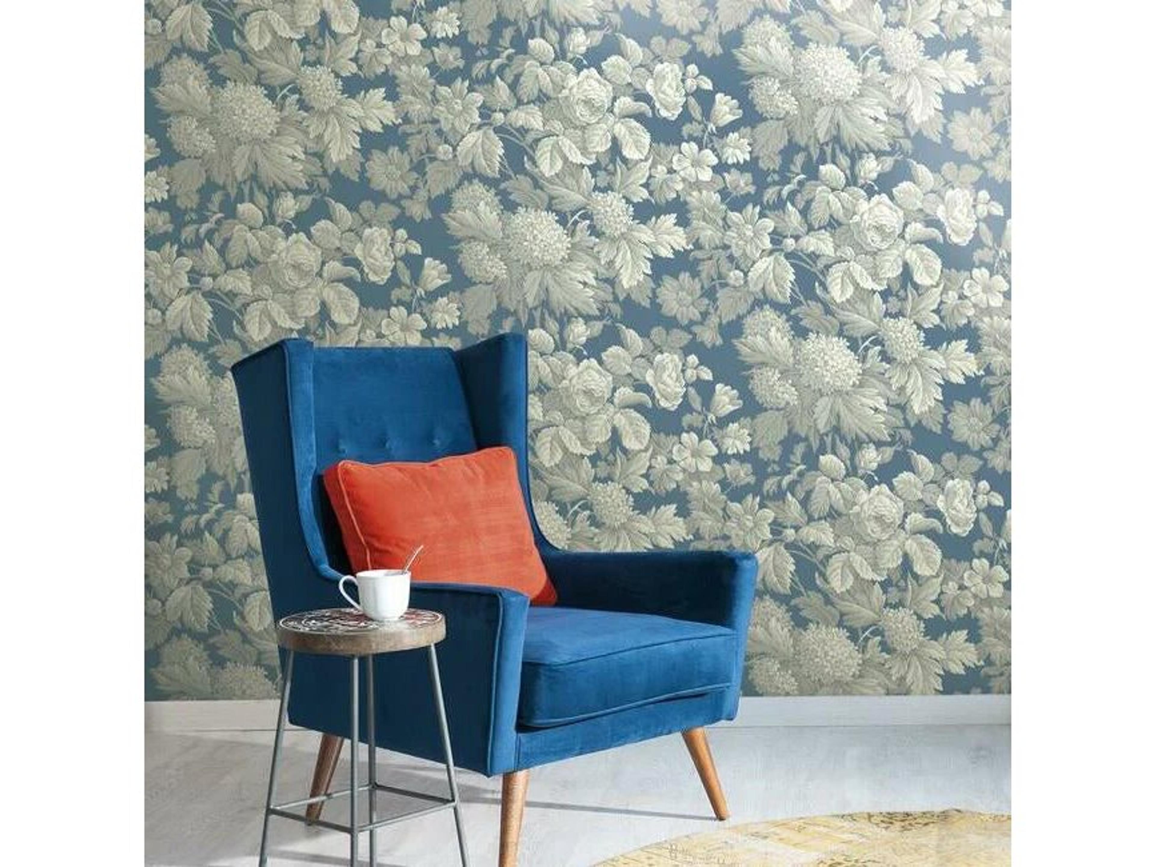 York Wallcoverings Best Sellers Blue Grey Antique Floral Wallpaper in Wedgewood Wallpaper