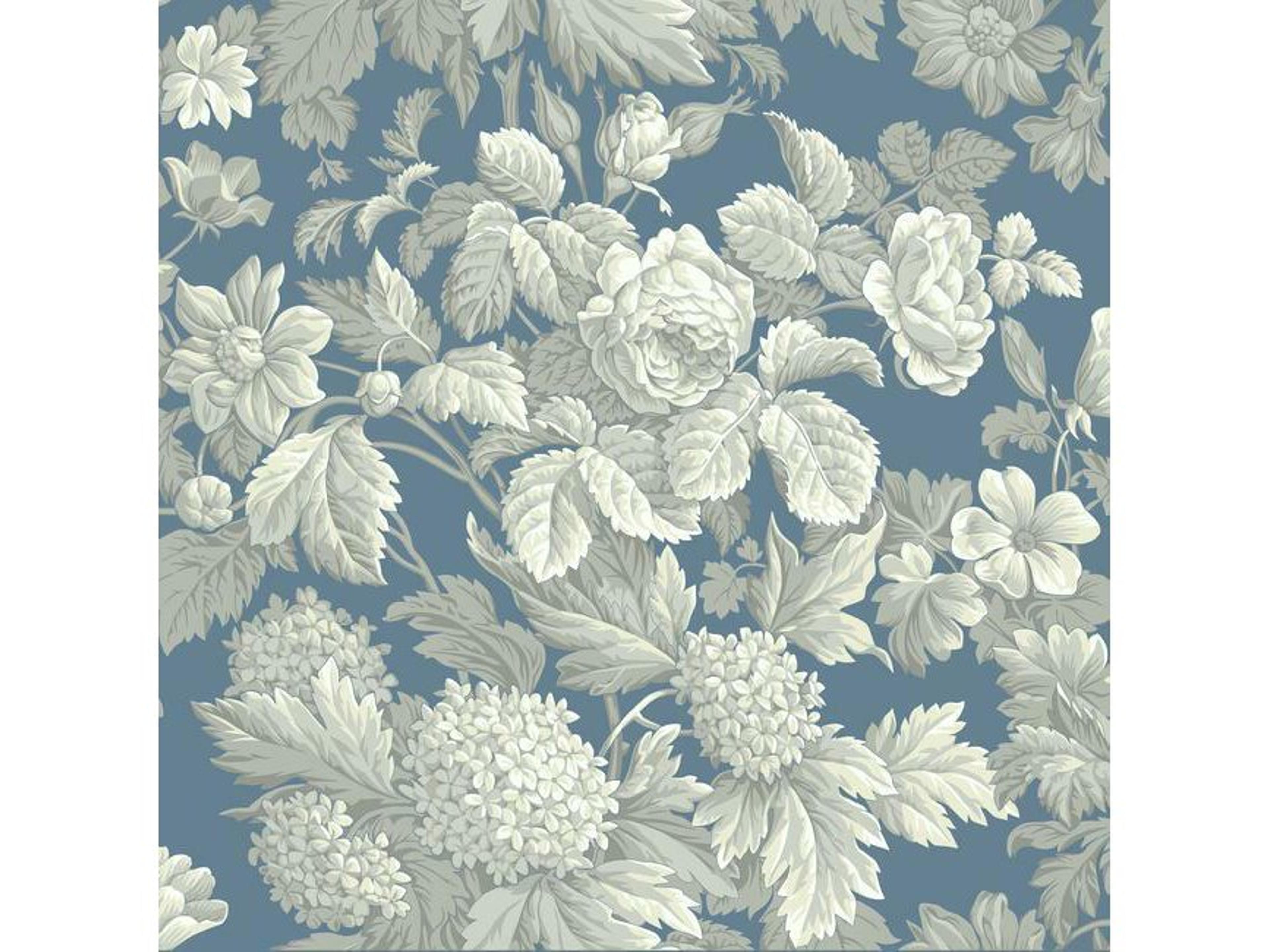 York Wallcoverings Best Sellers Blue Grey Antique Floral Wallpaper in Wedgewood Wallpaper