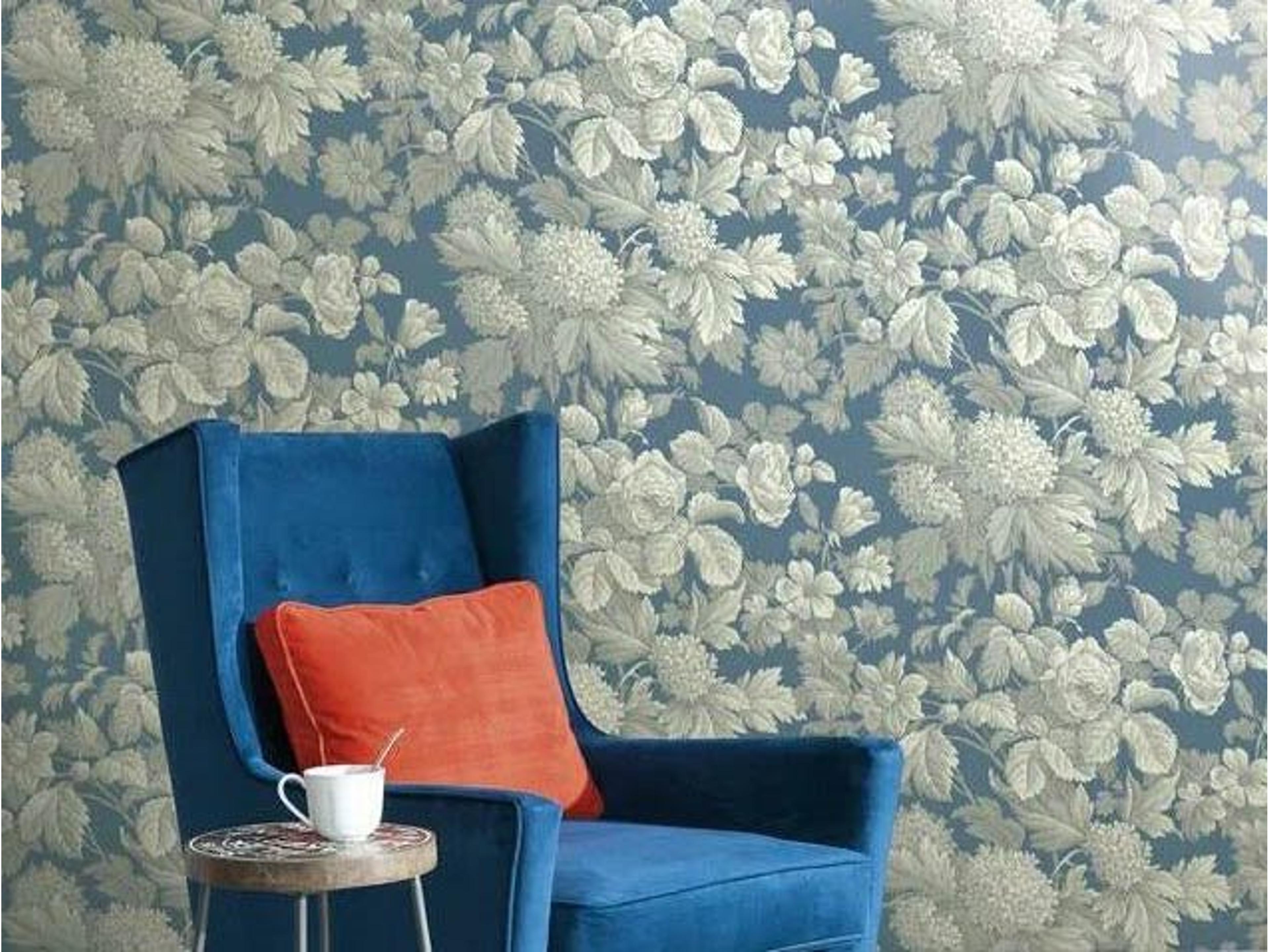 York Wallcoverings Best Sellers Blue Grey Antique Floral Wallpaper in Wedgewood Wallpaper