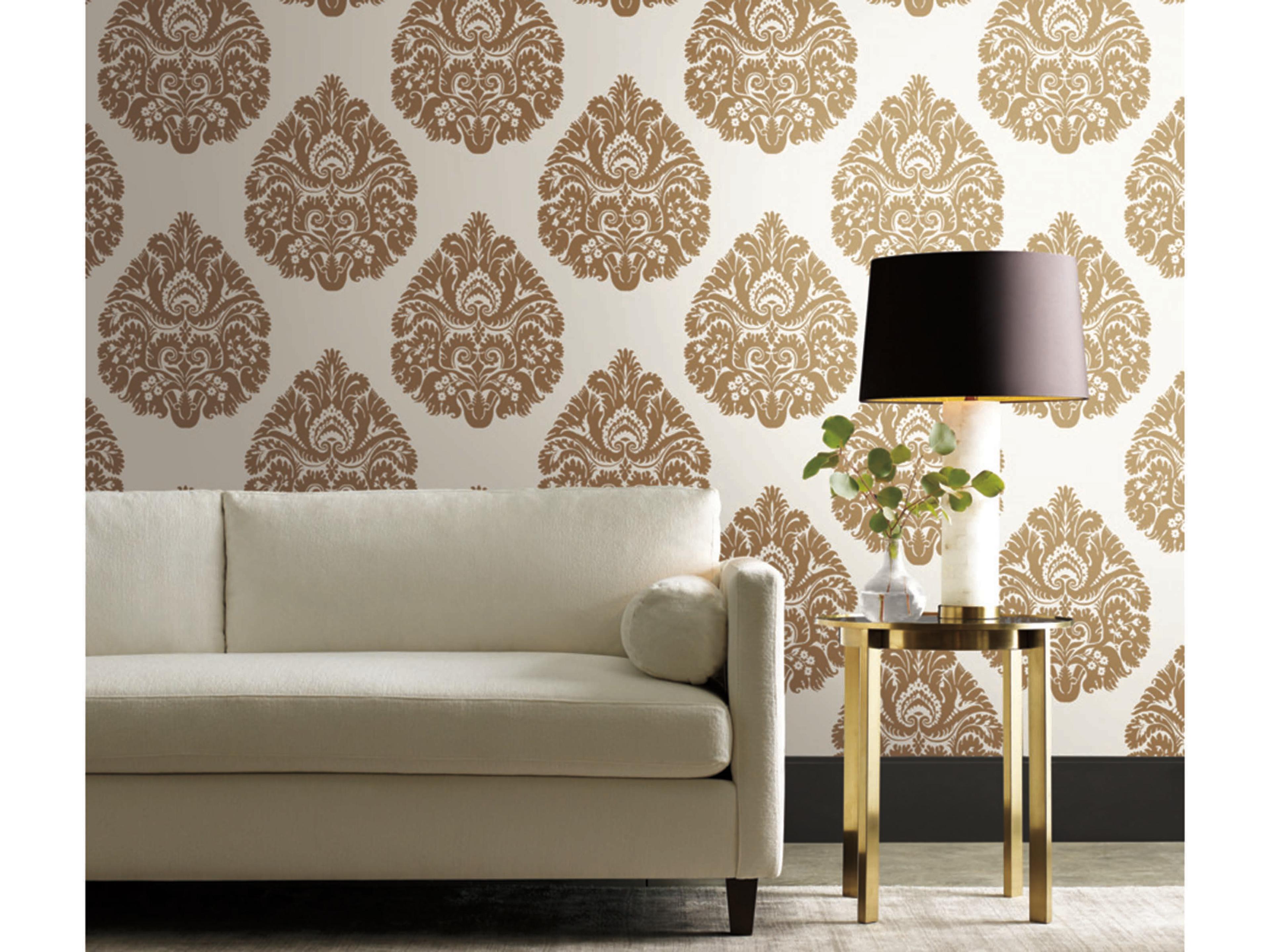 Ronald Redding 24 Karat Gold Teardrop Damask Wallpaper