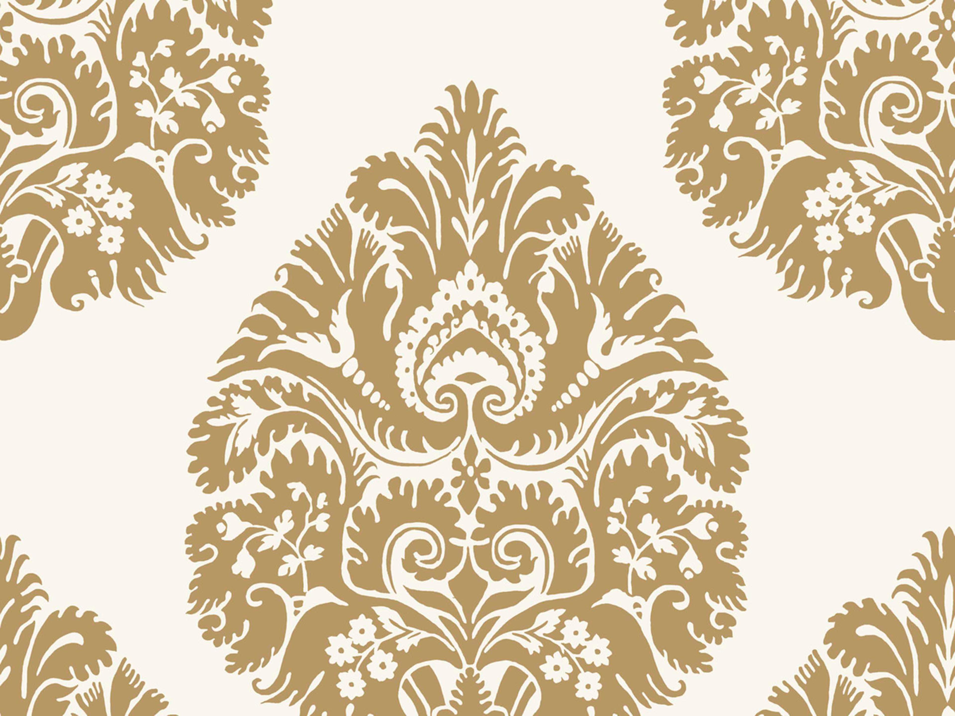 York Wallcoverings Ronald Redding 24 Karat Gold Teardrop Damask Wallpaper