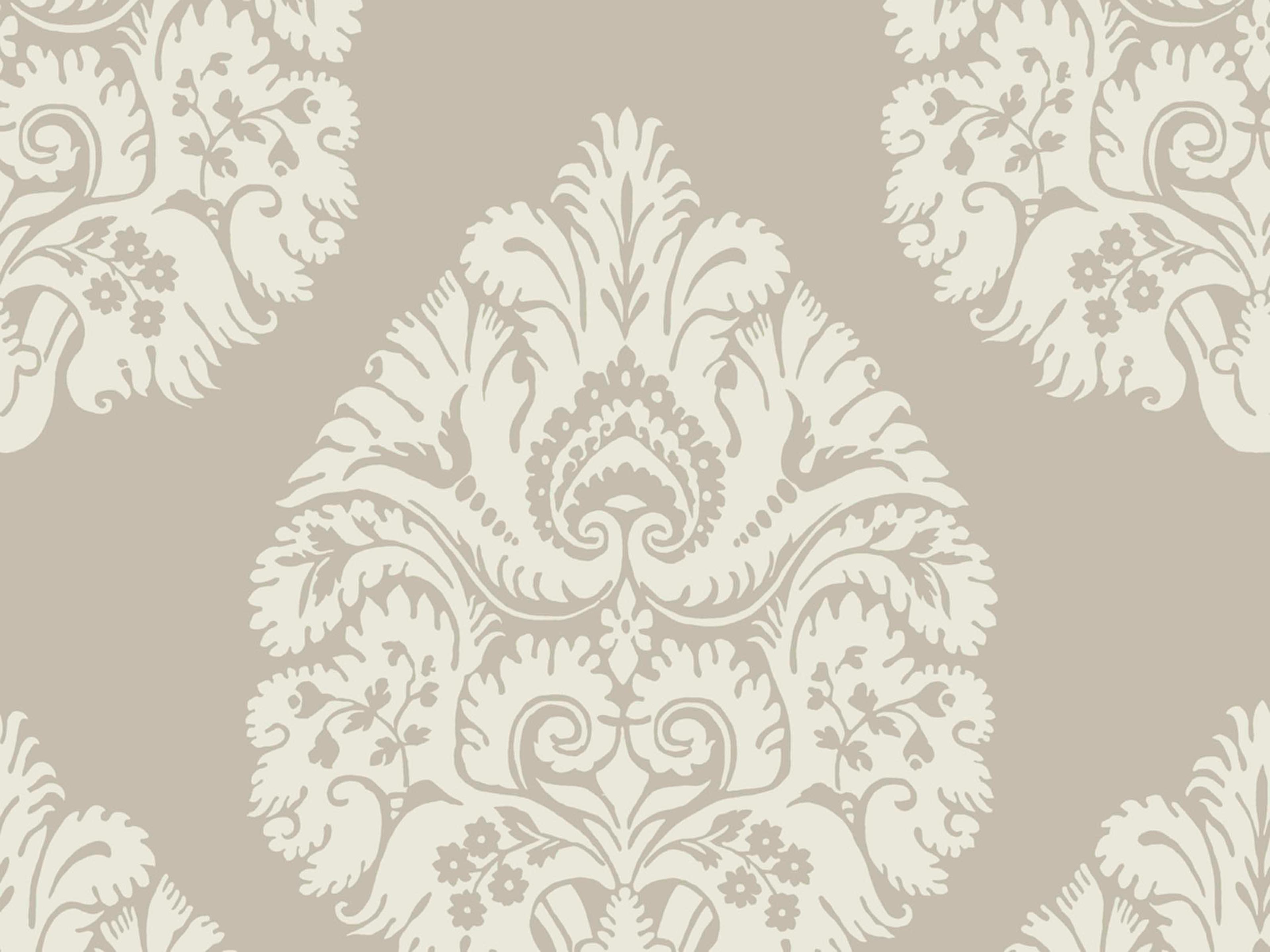 York Wallcoverings Ronald Redding 24 Karat Beige Teardrop Damask Wallpaper