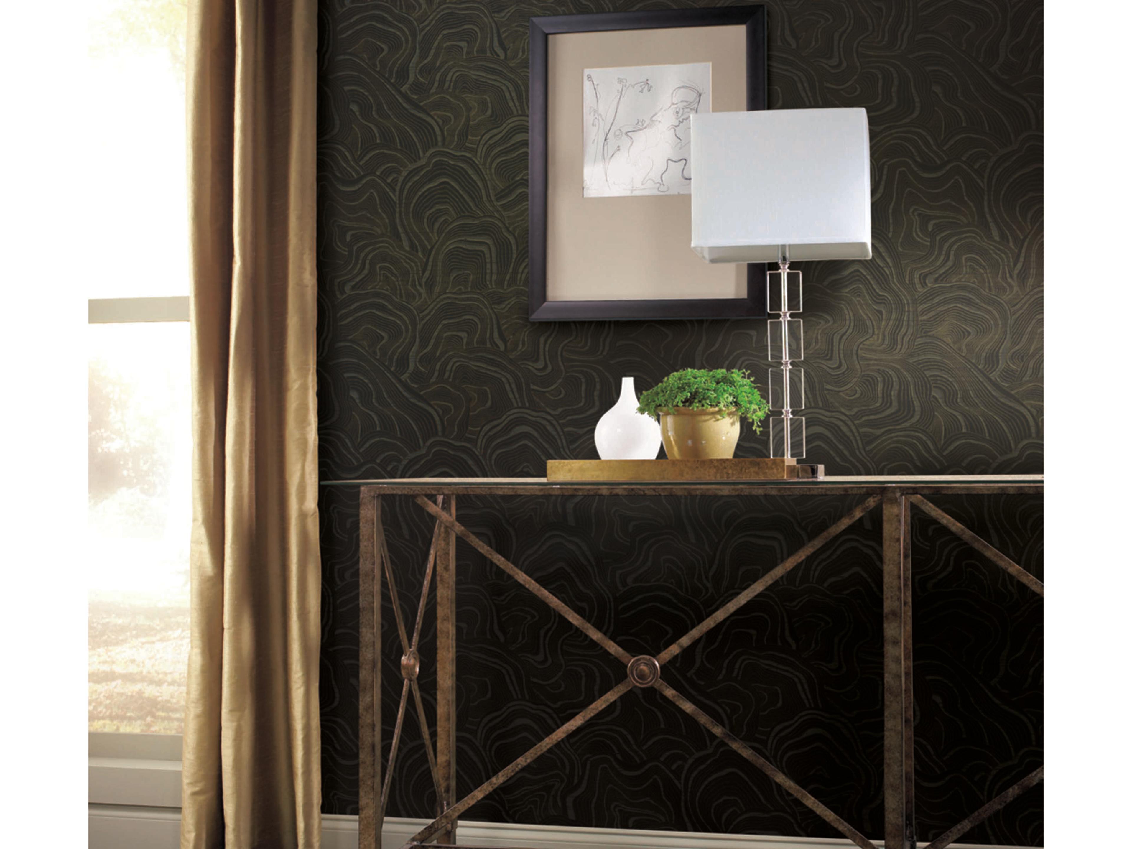 York Wallcoverings Ronald Redding 24 Karat Black Geodes Wallpaper