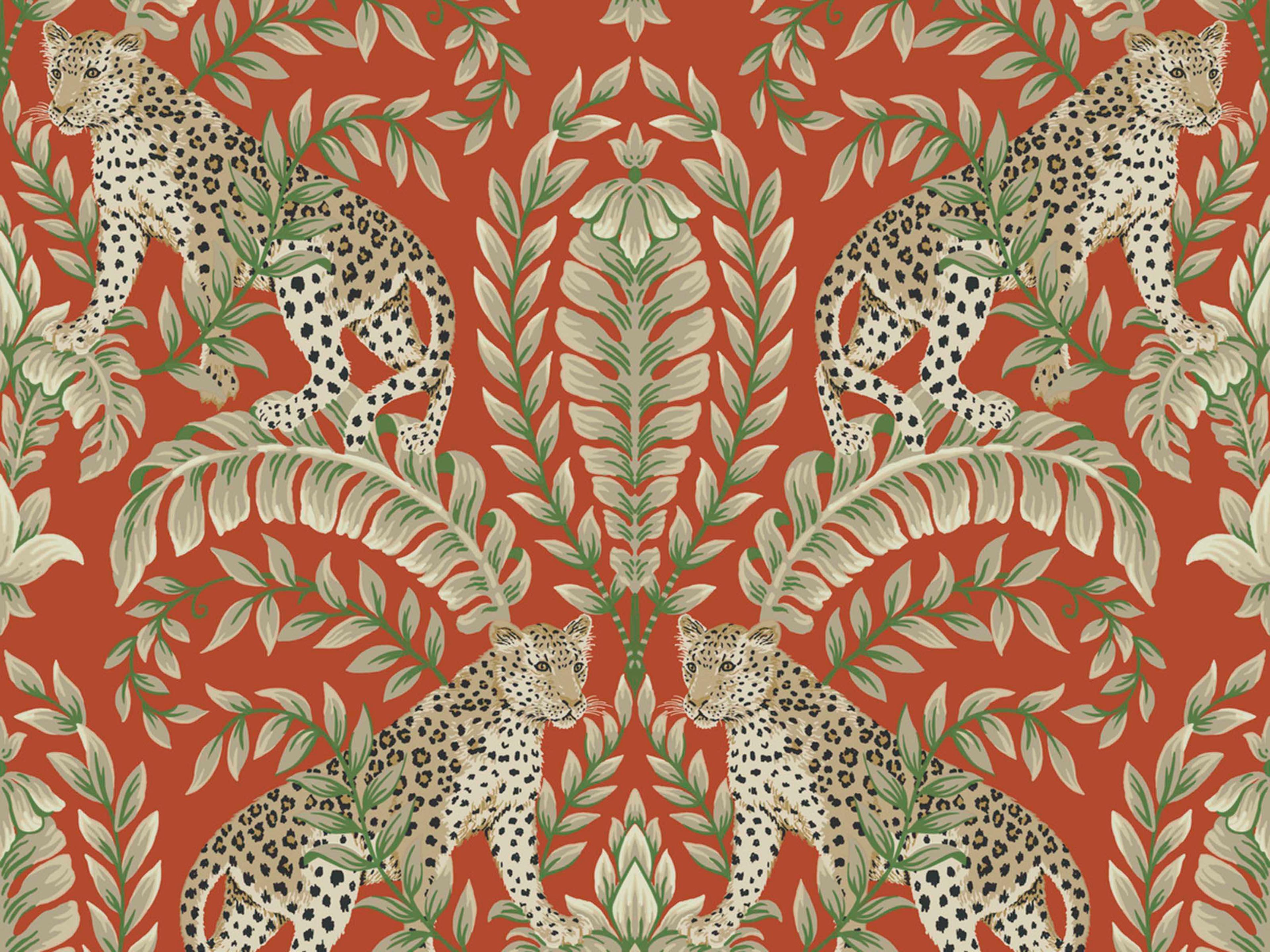 York Wallcoverings Ronald Redding 24 Karat Orange Jungle Leopard Wallpaper