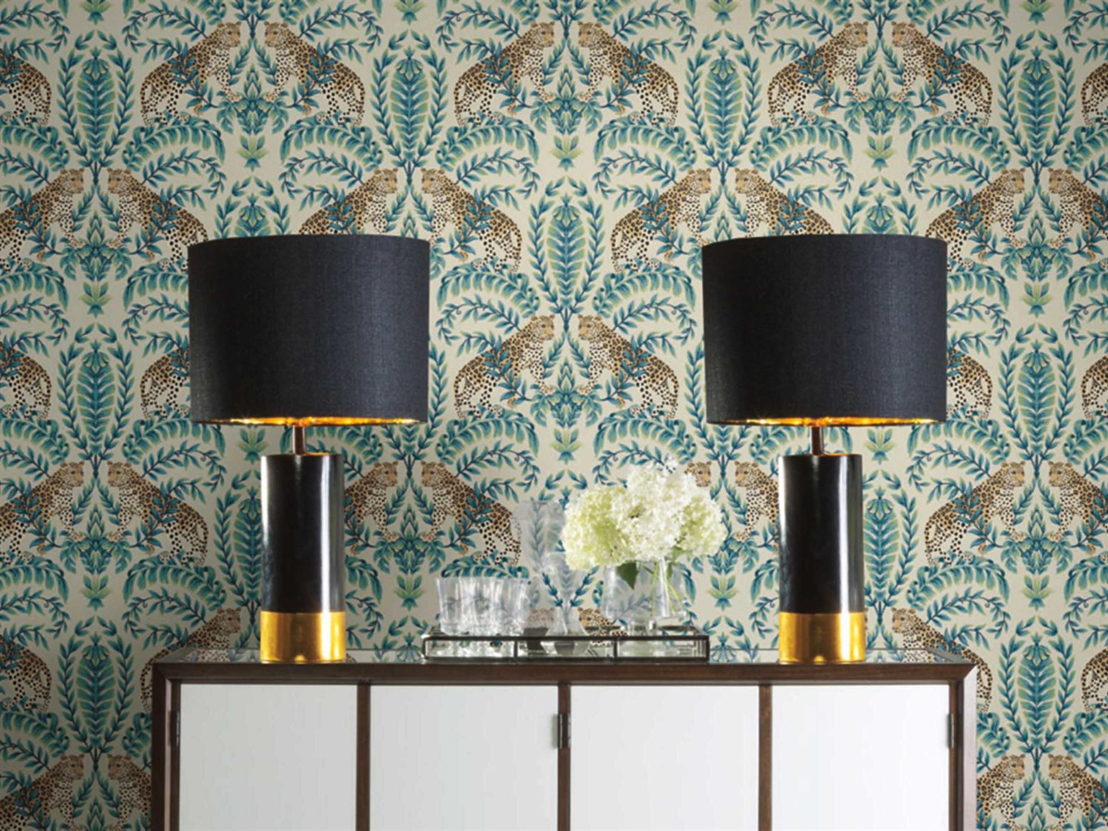 York Wallcoverings Ronald Redding 24 Karat Taupe Jungle Leopard Wallpaper