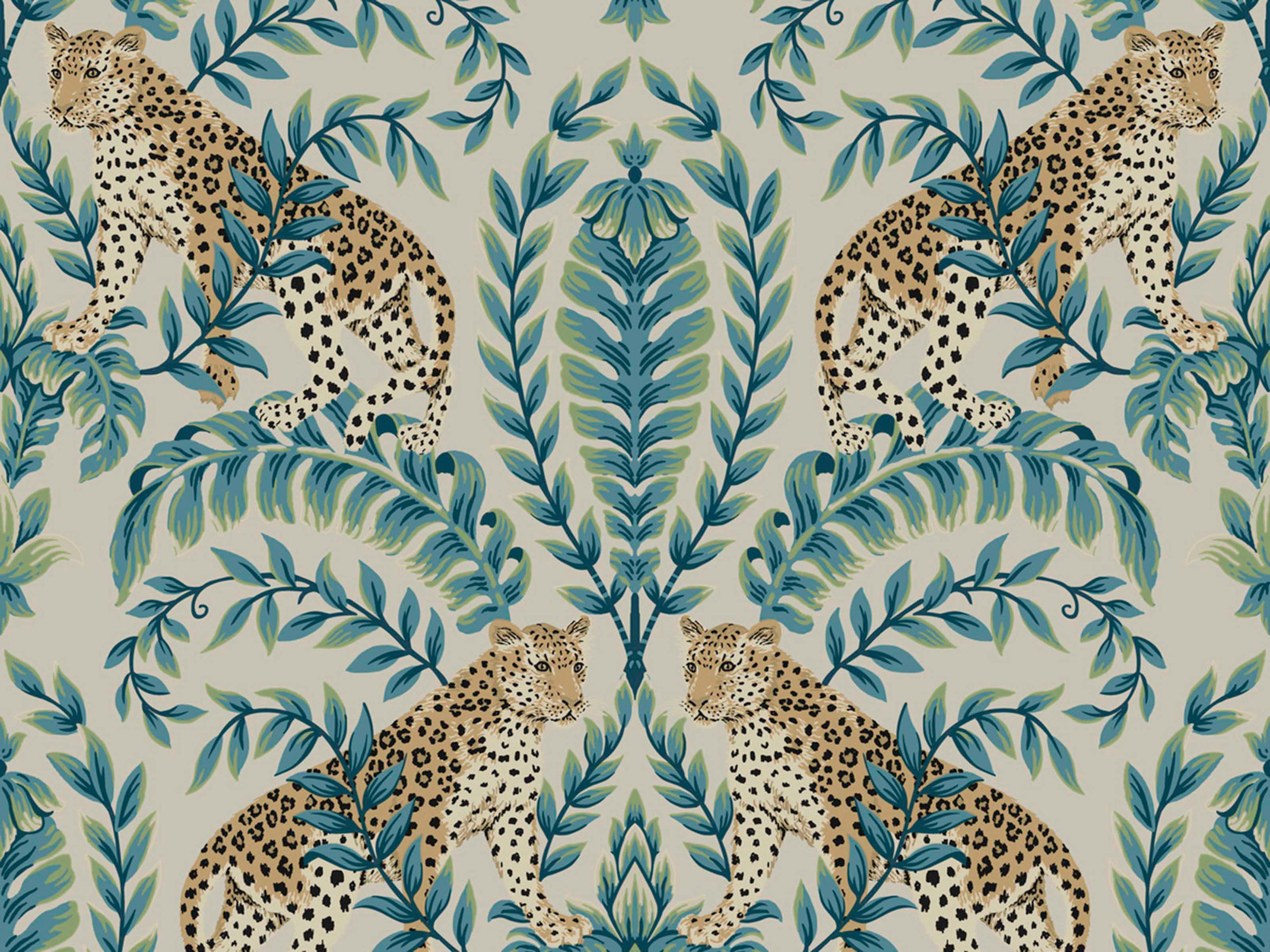 York Wallcoverings Ronald Redding 24 Karat Taupe Jungle Leopard Wallpaper