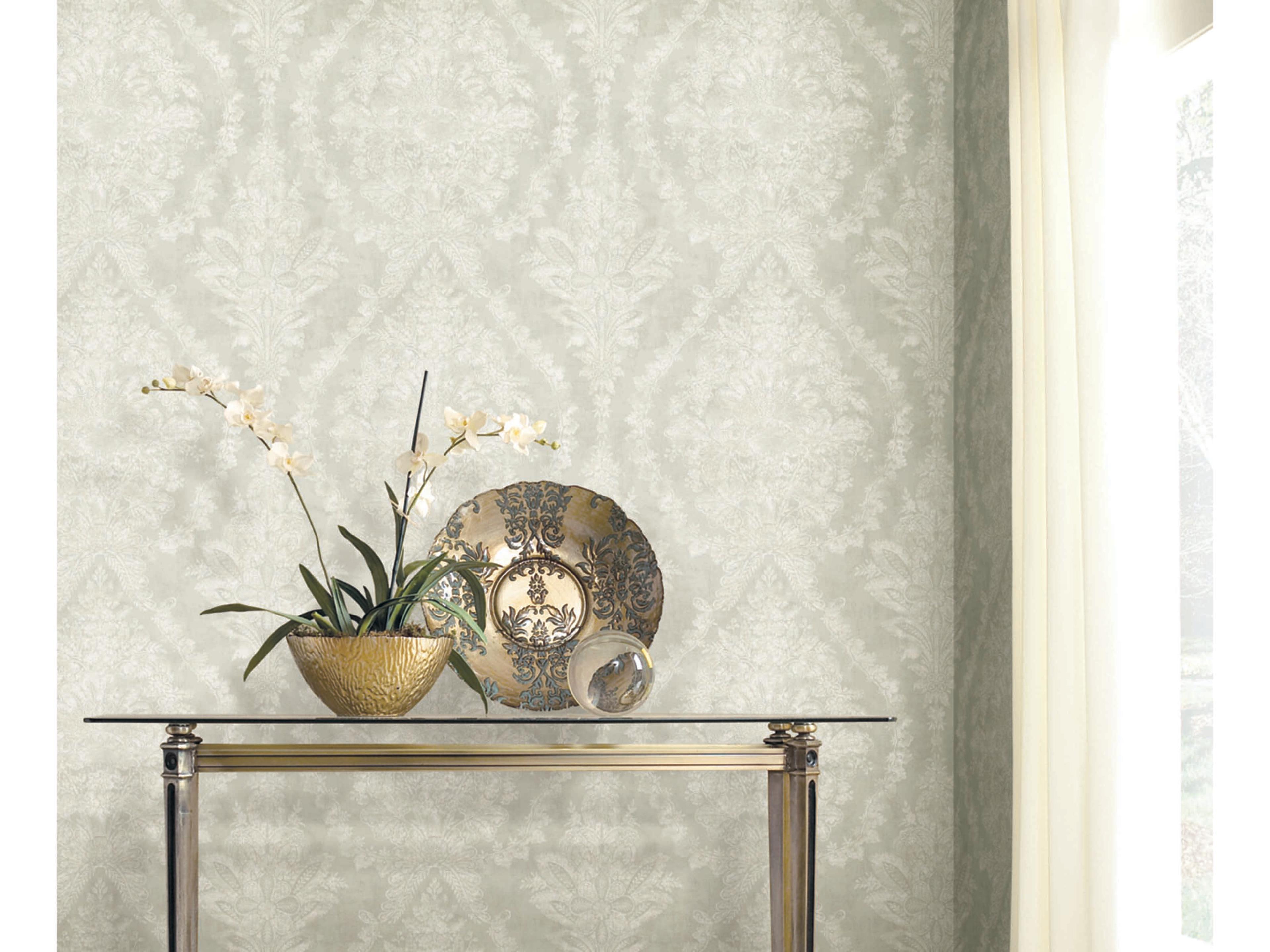 York Wallcoverings Ronald Redding 24 Karat Cream Charleston Damask Wallpaper
