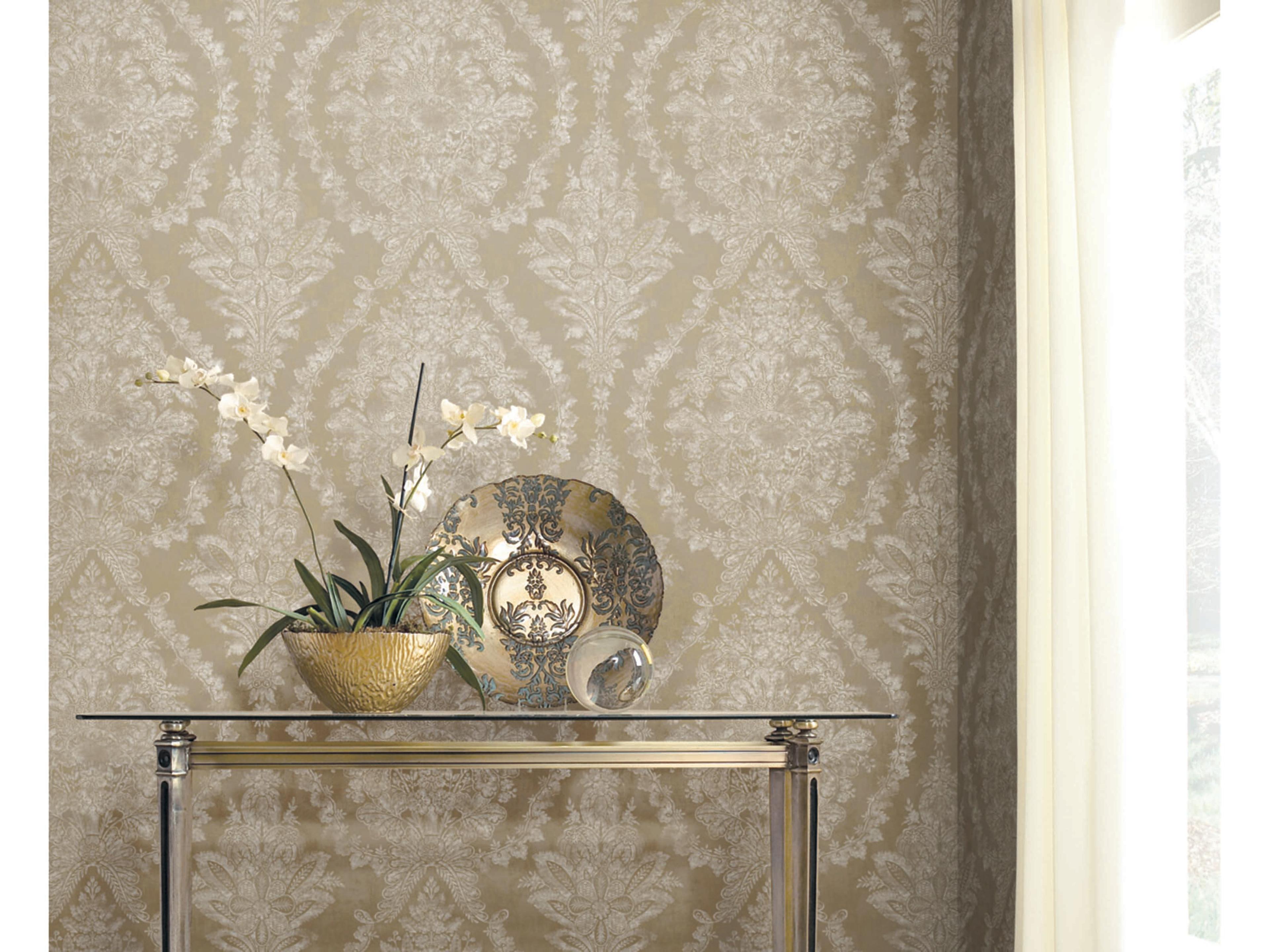 Ronald Redding 24 Karat Bronze Charleston Damask Wallpaper