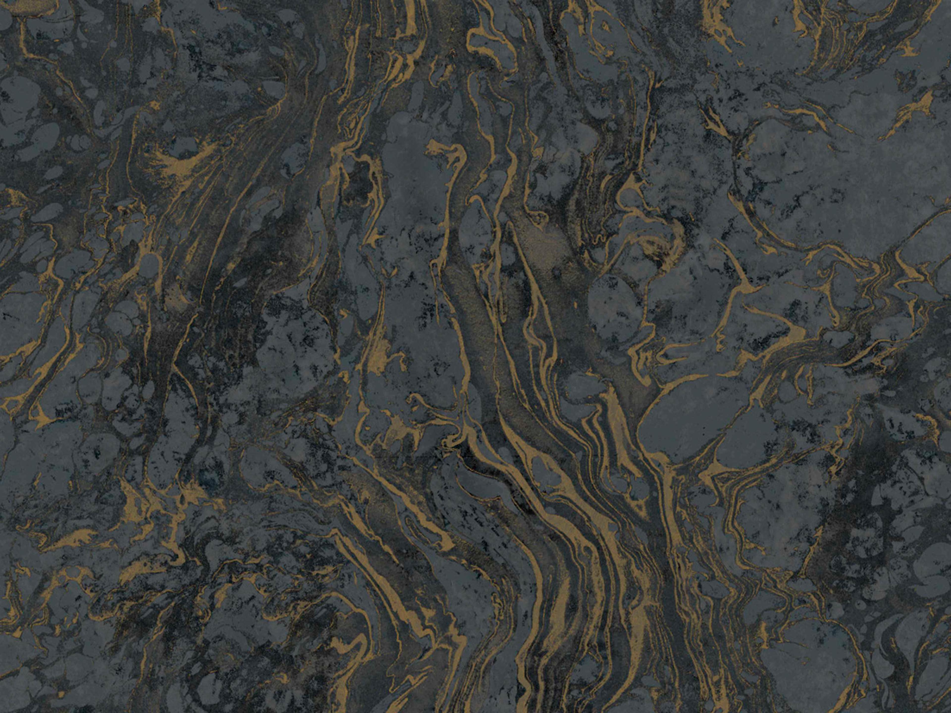 York Wallcoverings Ronald Redding 24 Karat Black Polished Marble Wallpaper