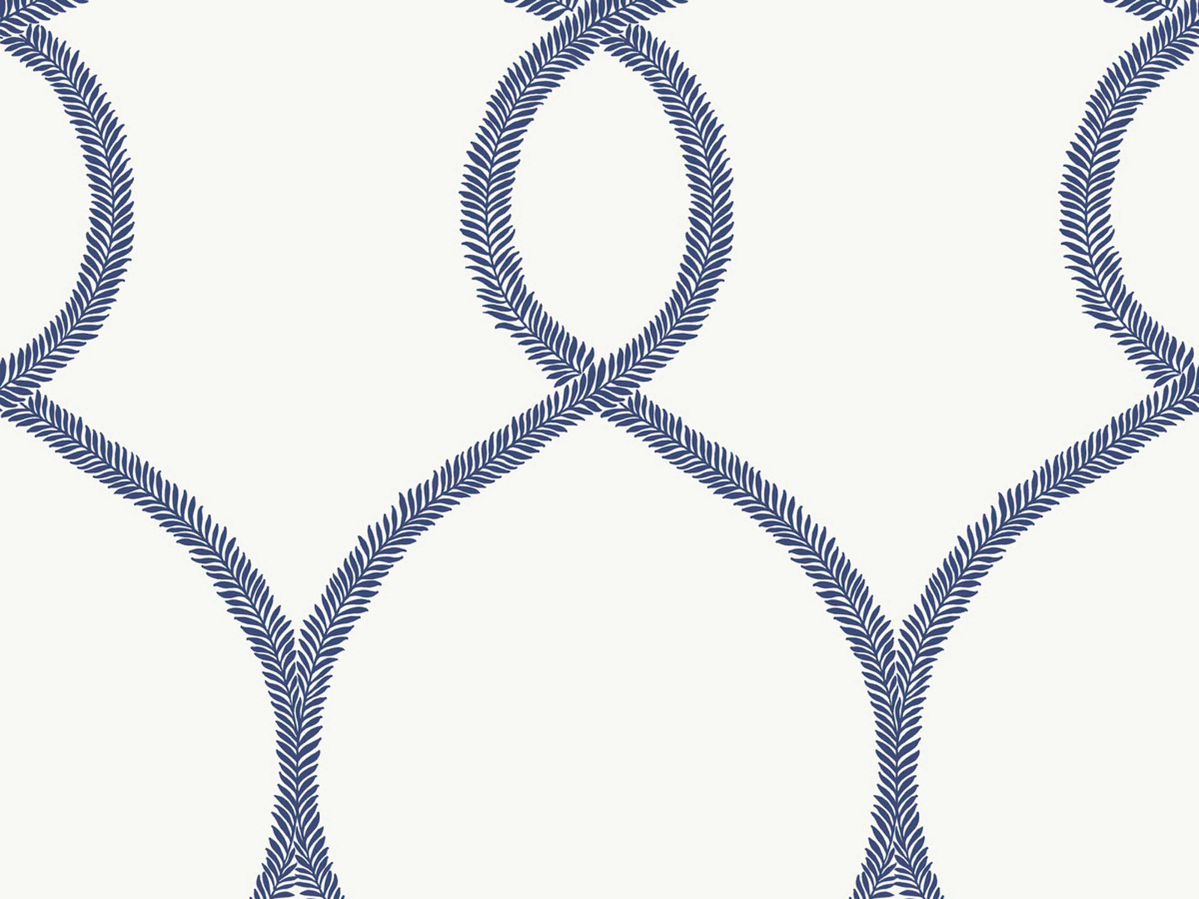 York Wallcoverings Ronald Redding 24 Karat Navy Laurel Leaf Ogee Wallpaper