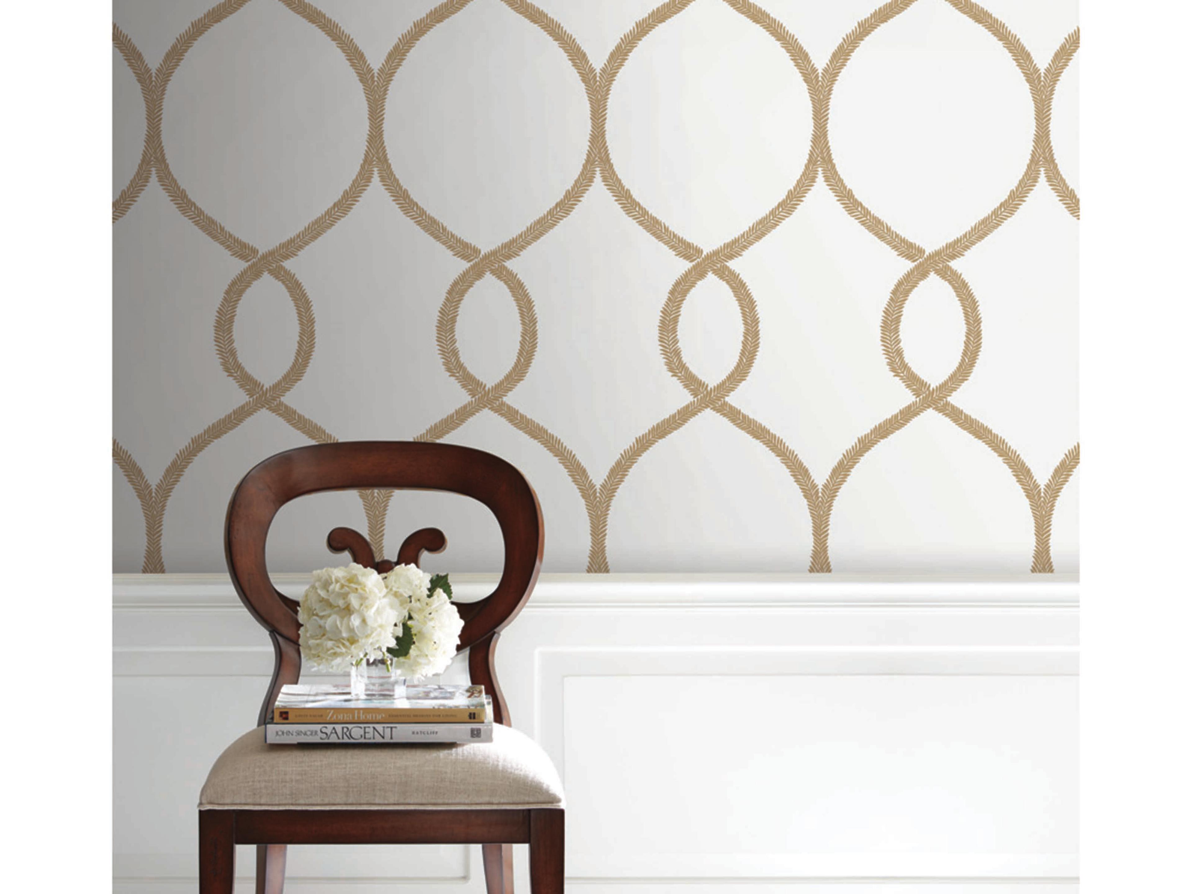 Ronald Redding 24 Karat Gold Laurel Leaf Ogee Wallpaper