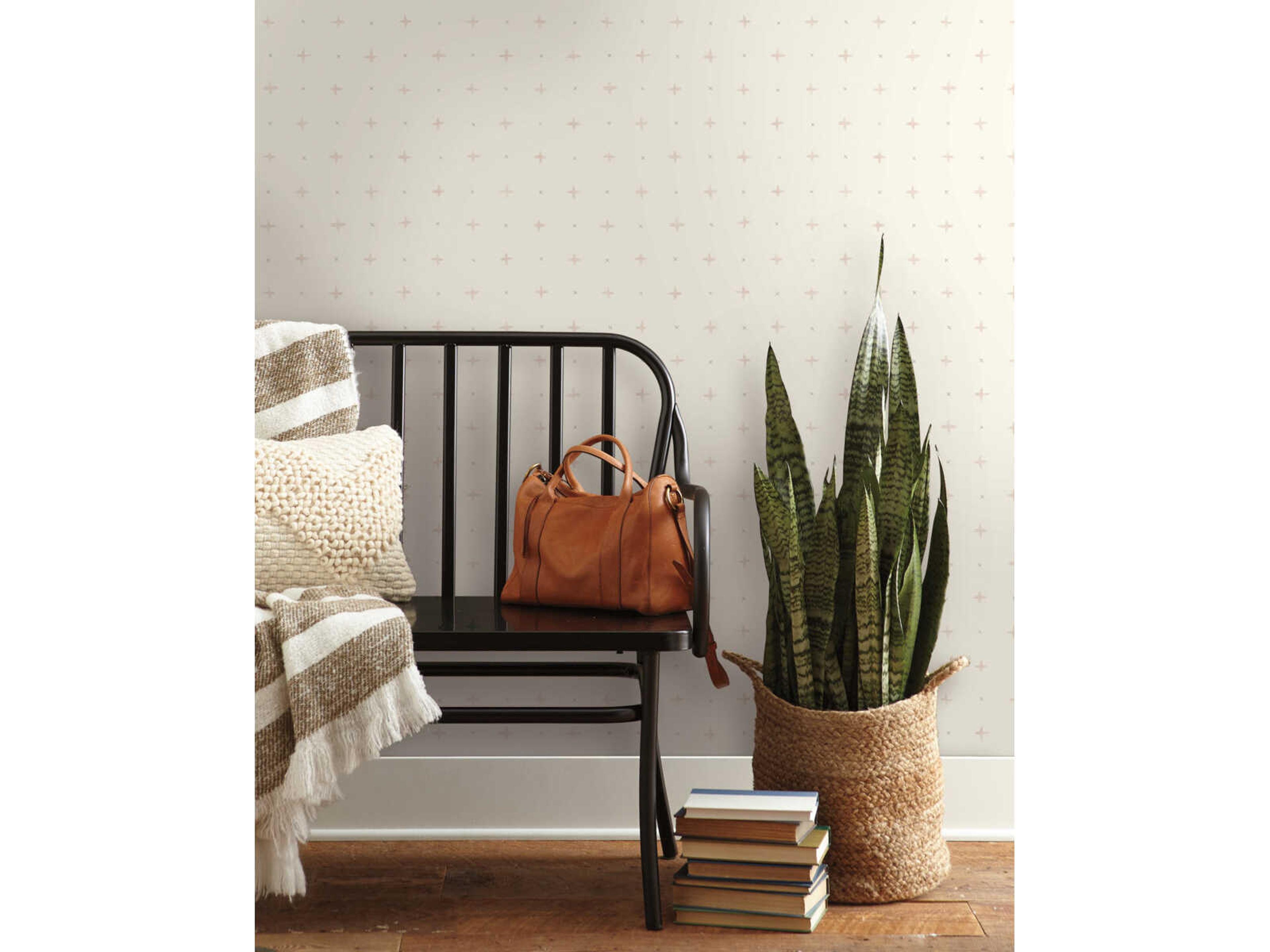 Magnolia Home Artful Prints & Patterns Pink Cross Stitch Wallpaper