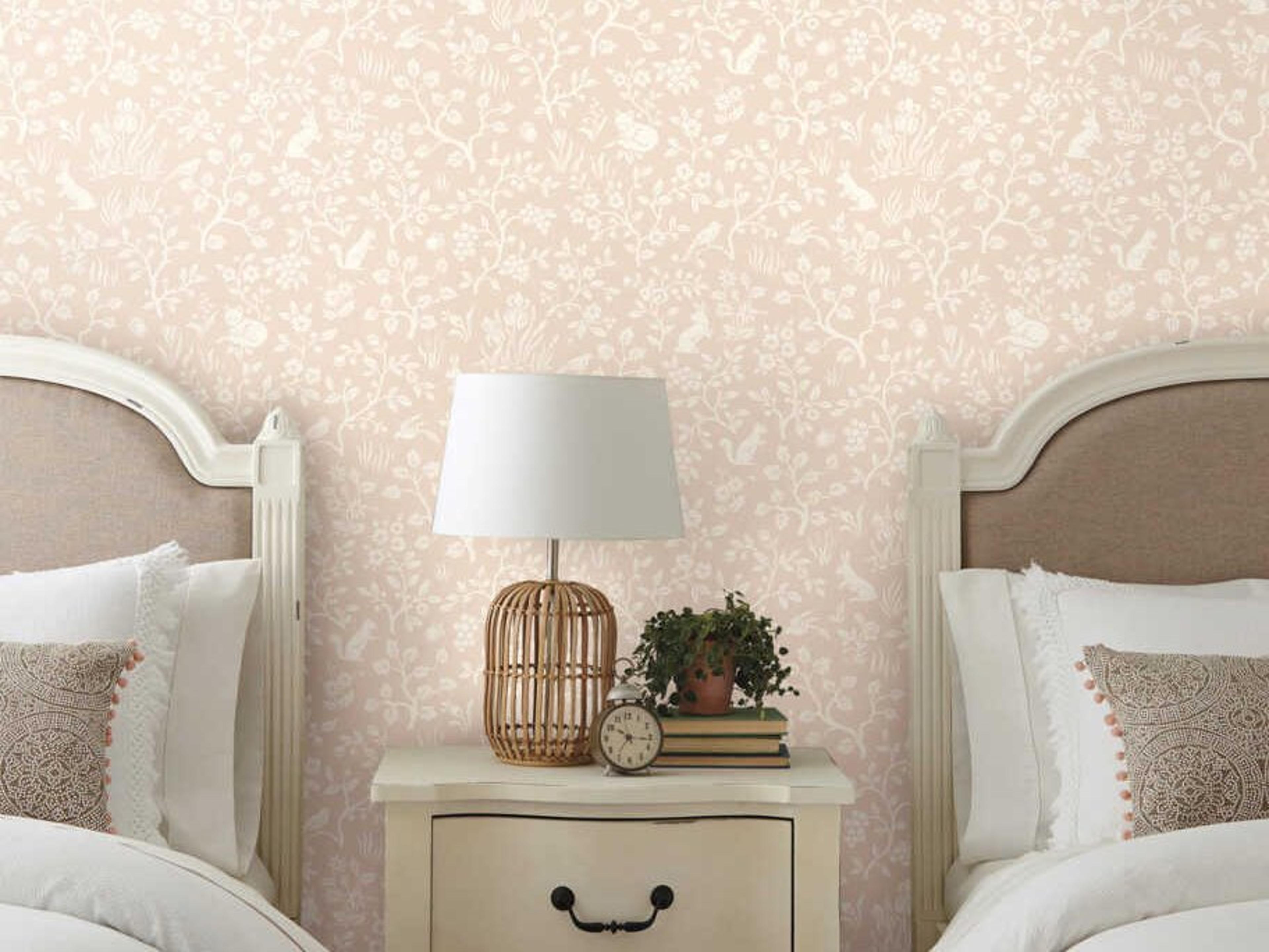 York Wallcoverings Magnolia Home Artful Prints & Patterns Pink Fox & Hare Wallpaper
