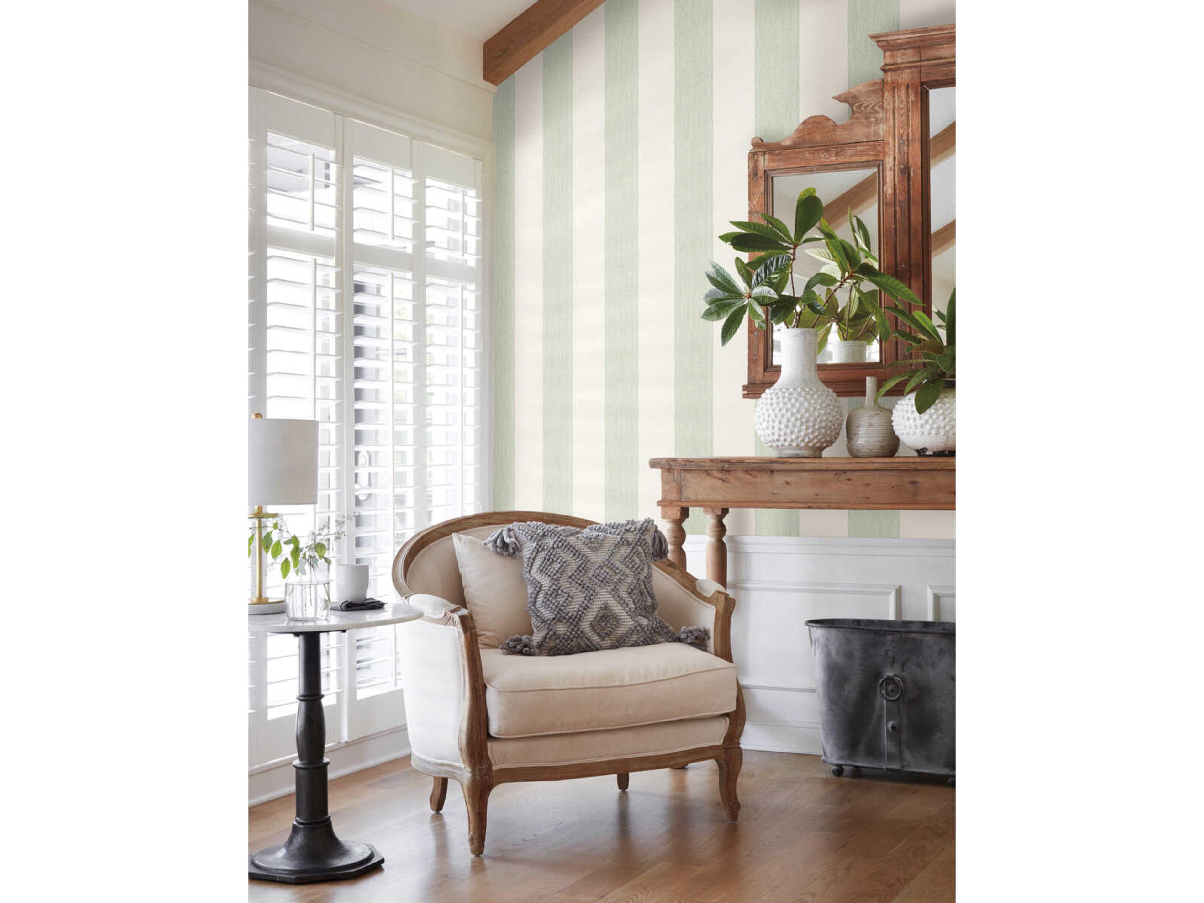 Magnolia Home Artful Prints & Patterns Green Thread Stripe Wallpaper