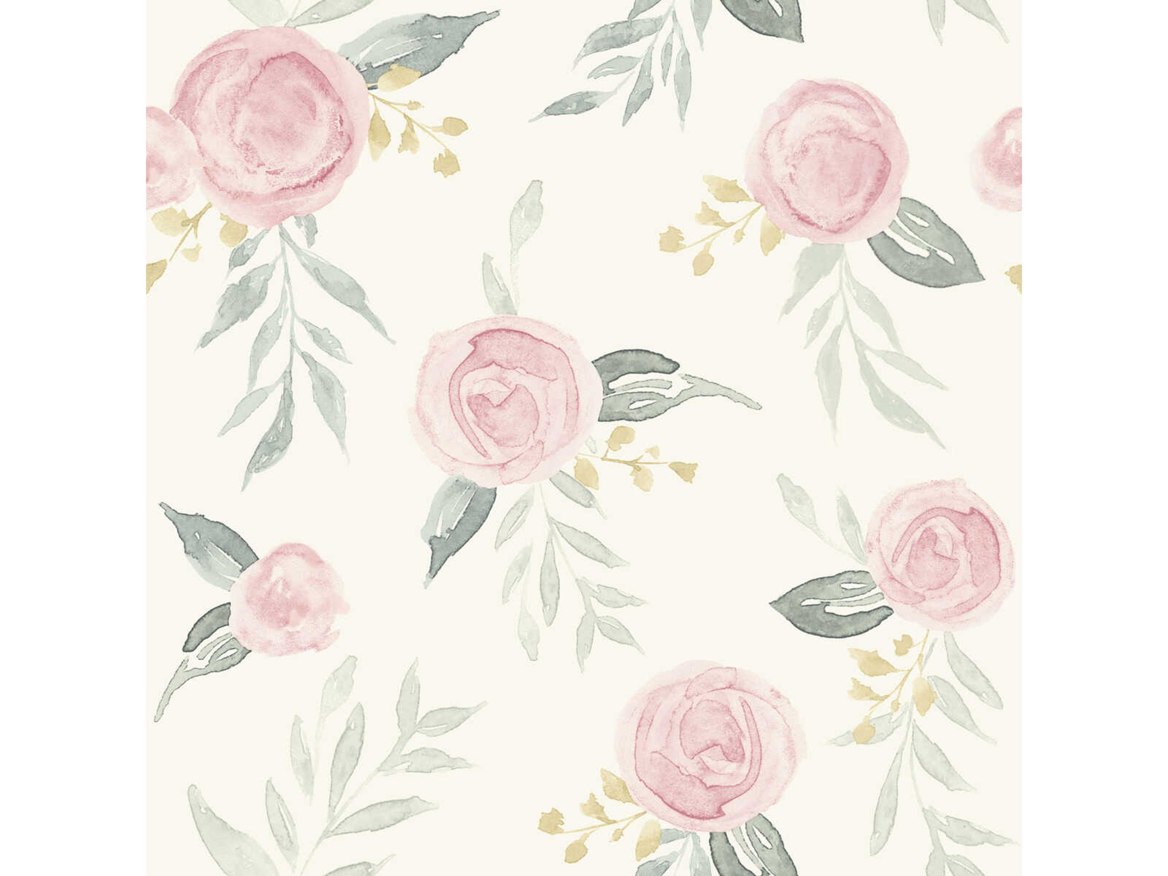 York Wallcoverings Magnolia Home Artful Prints & Patterns Pink Watercolor Roses Wallpaper