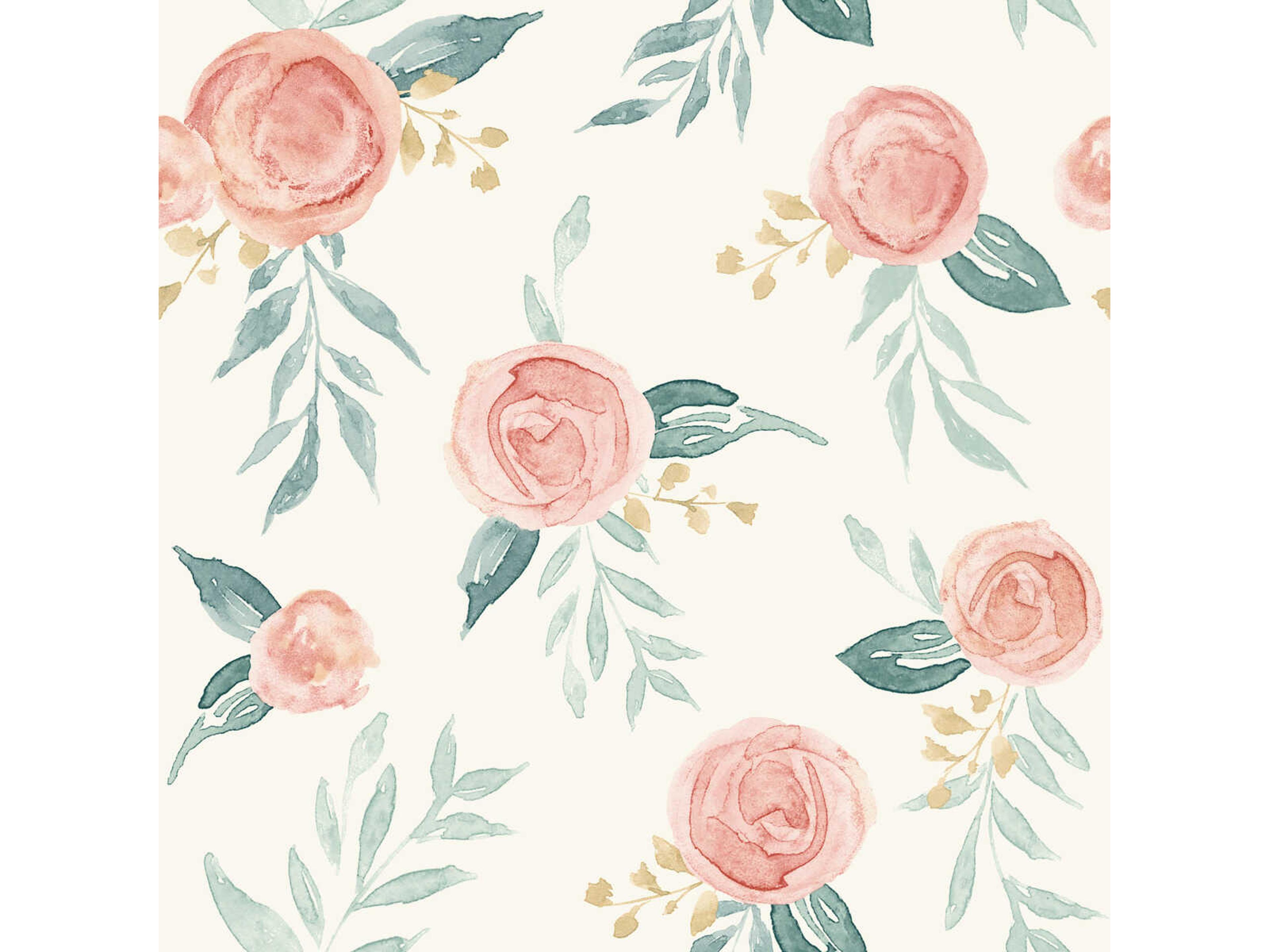 York Wallcoverings Magnolia Home Artful Prints & Patterns Red Watercolor Roses Wallpaper