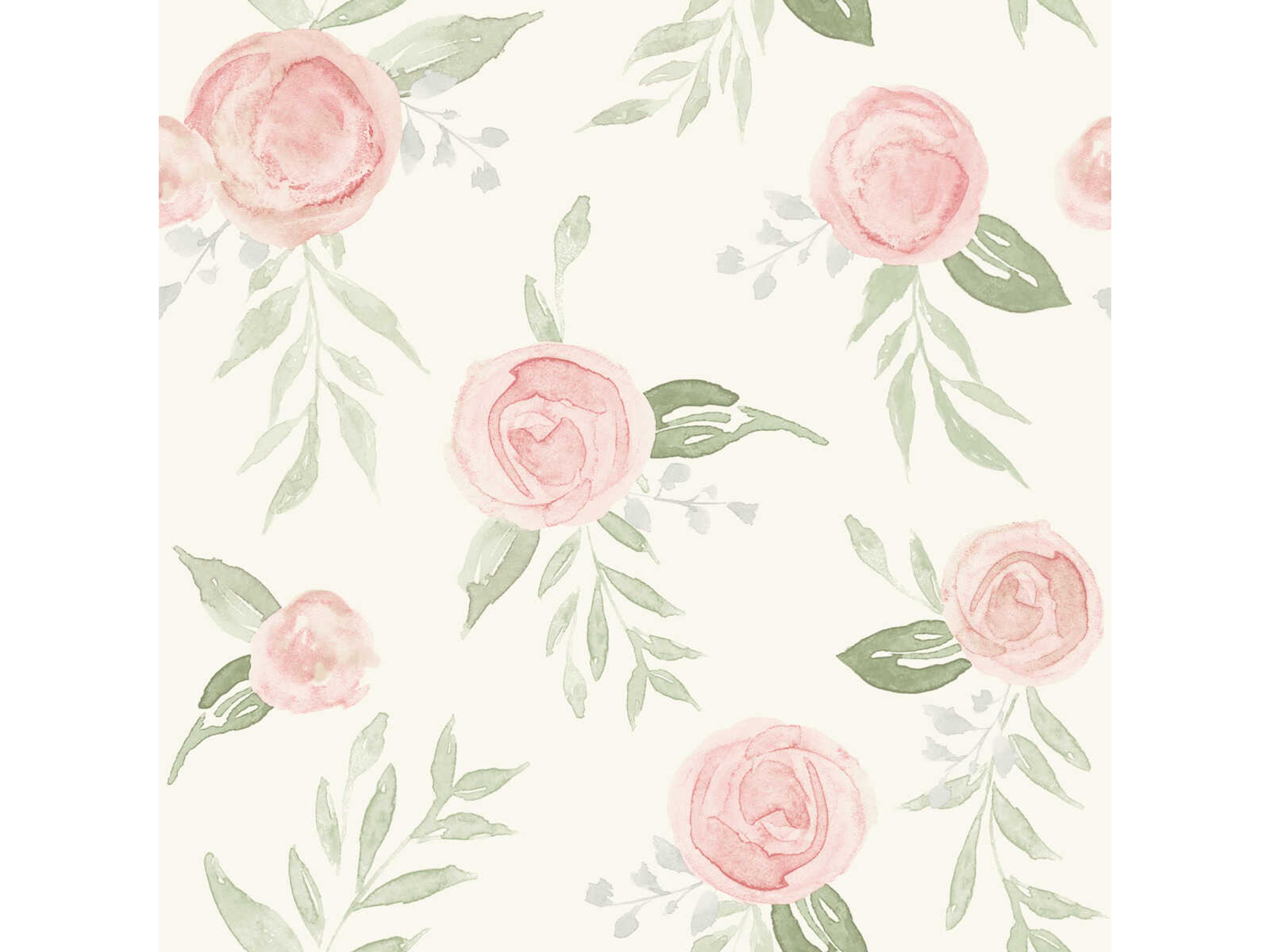 York Wallcoverings Magnolia Home Artful Prints & Patterns Coral Watercolor Roses Wallpaper