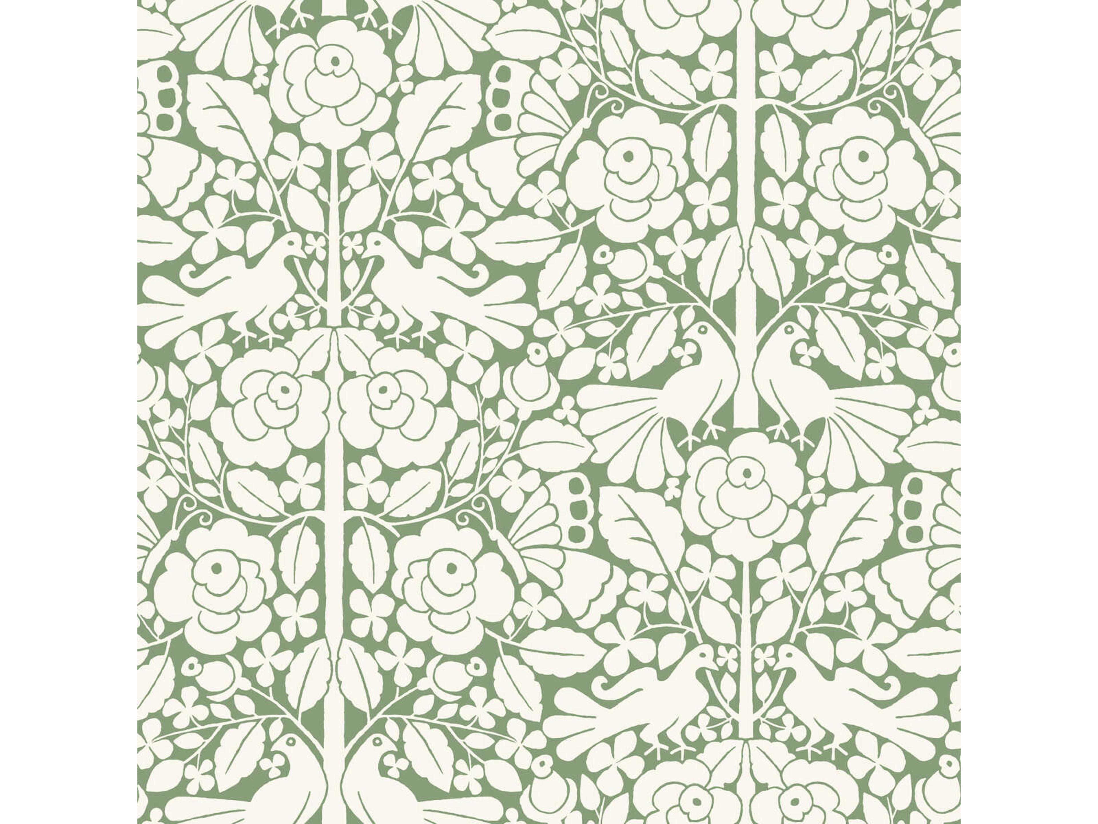 York Wallcoverings Magnolia Home Artful Prints & Patterns Green Fairy Tales Wallpaper