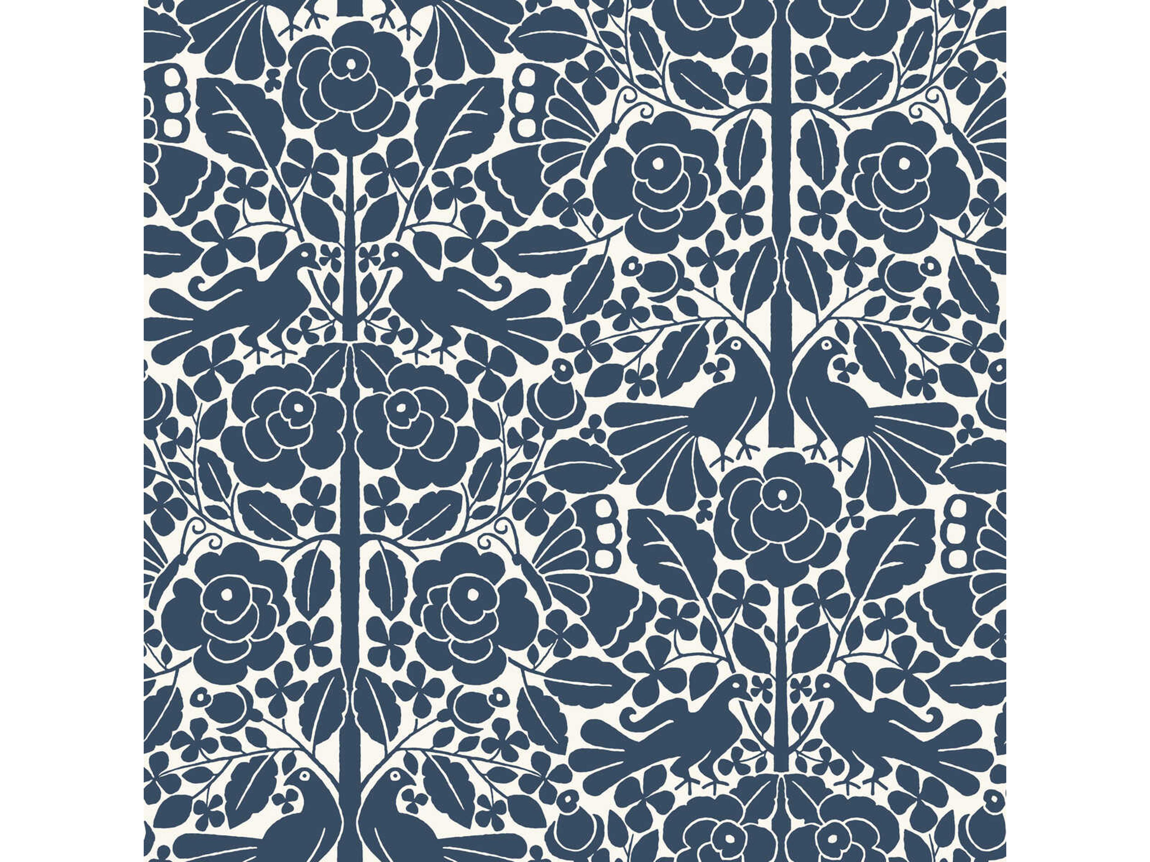 York Wallcoverings Magnolia Home Artful Prints & Patterns Navy Fairy Tales Wallpaper