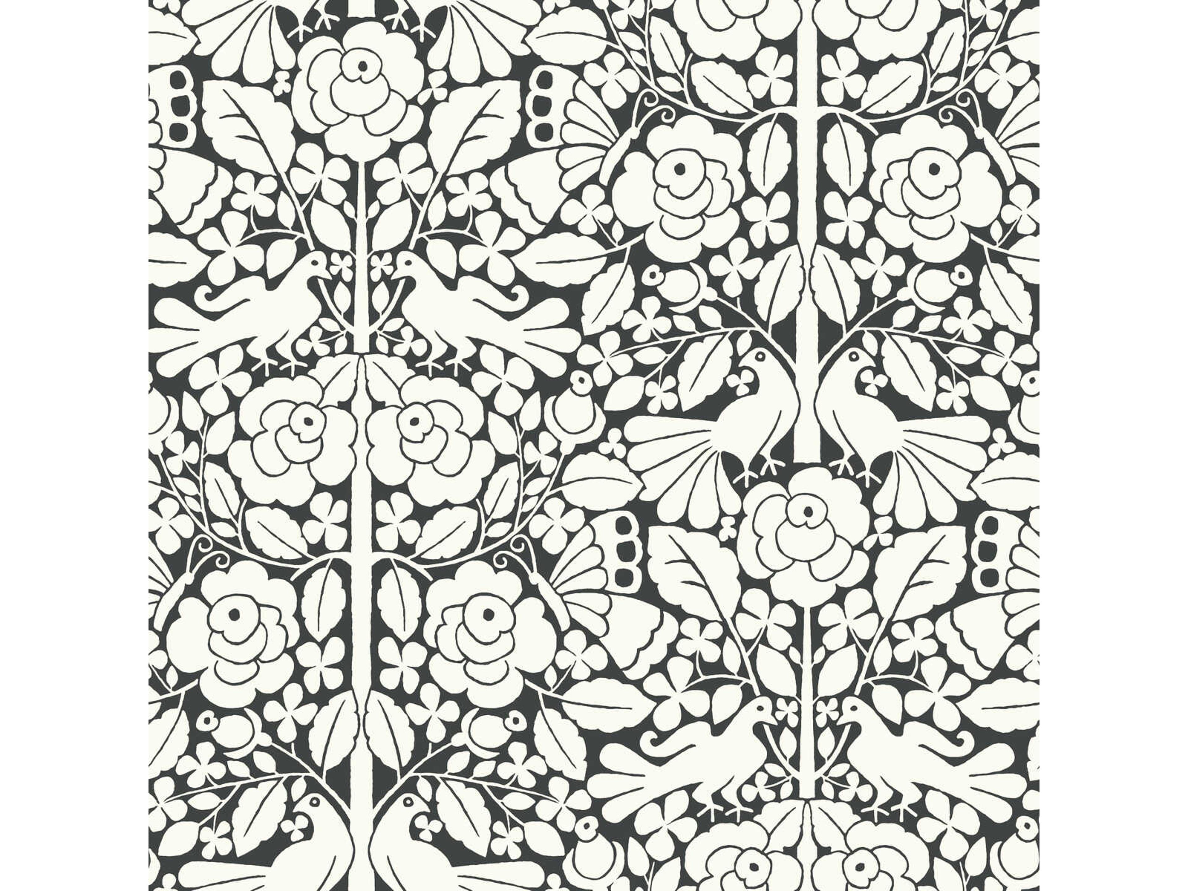 York Wallcoverings Magnolia Home Artful Prints & Patterns Black Fairy Tales Wallpaper