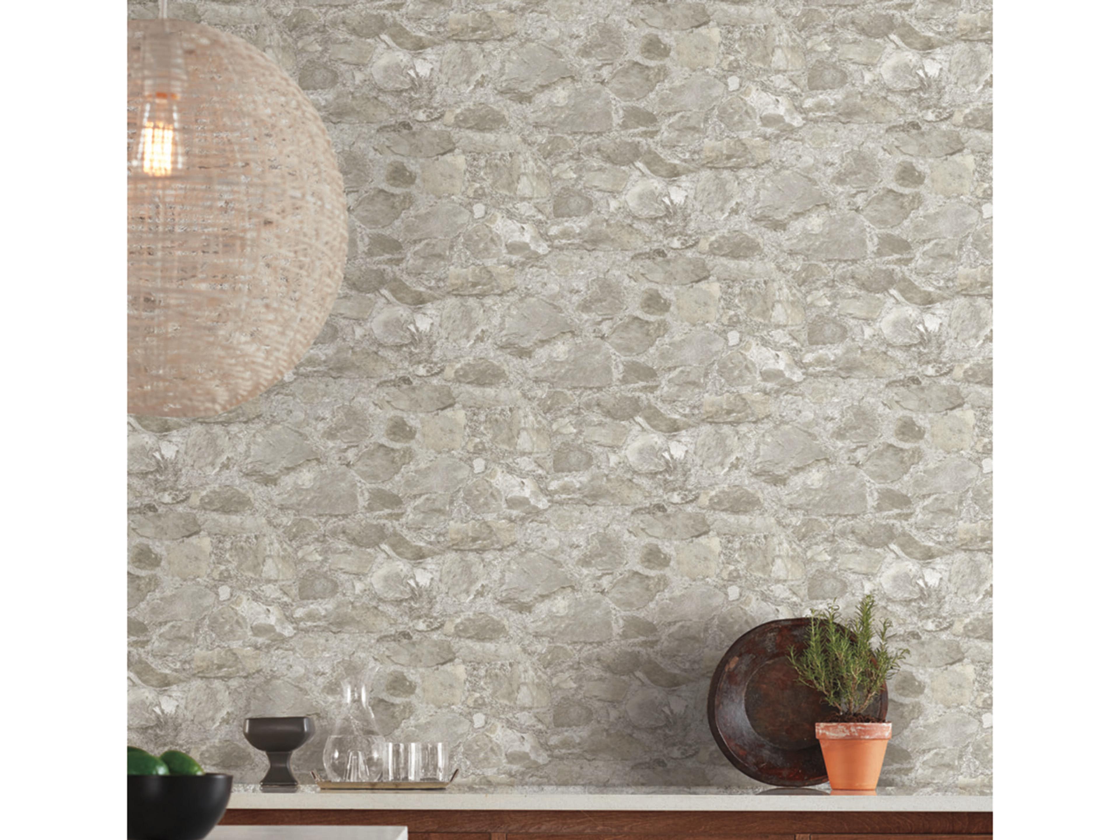 Mediterranean Taupe Field Stone Wallpaper