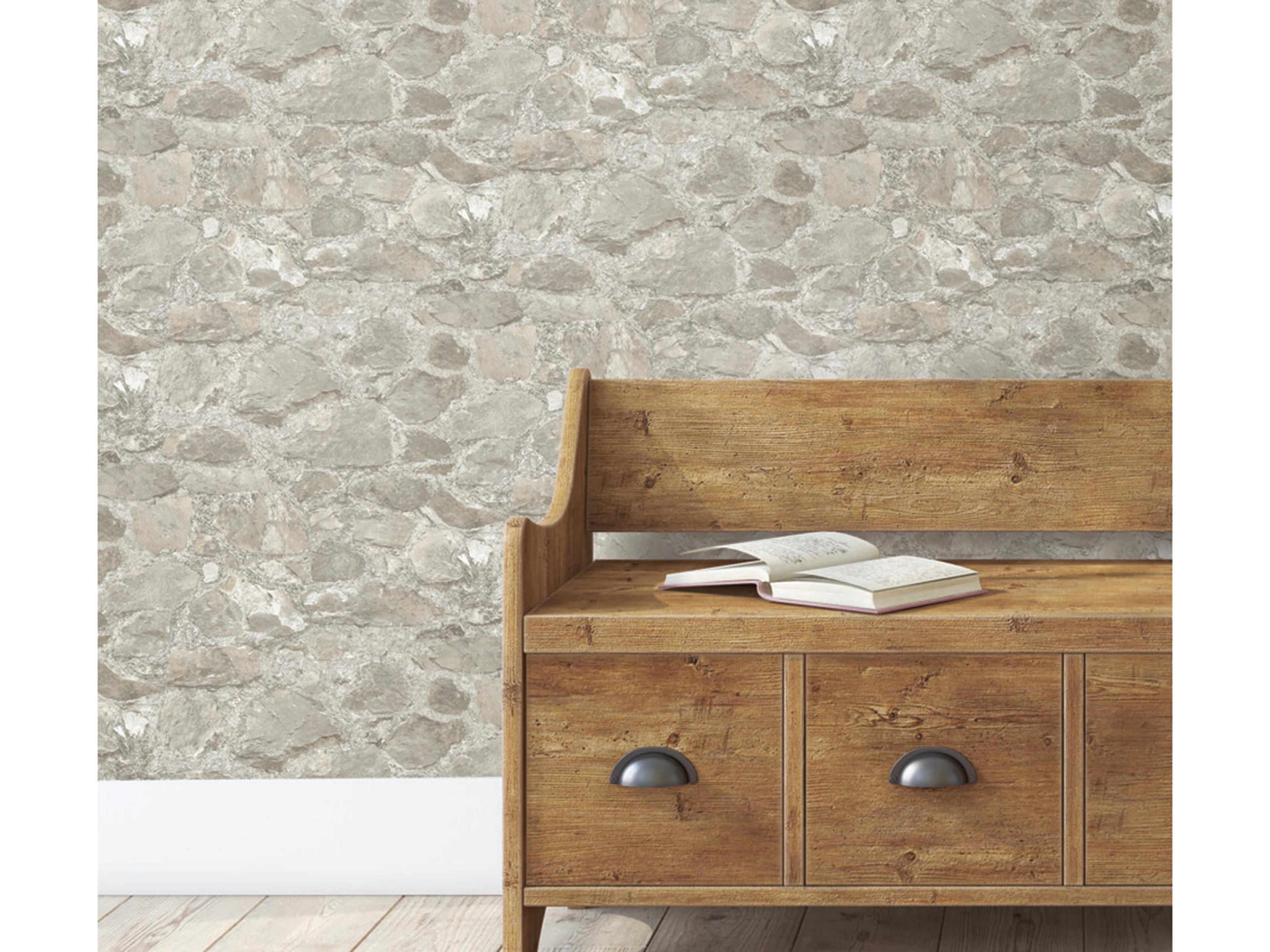 York Wallcoverings Mediterranean Taupe Field Stone Wallpaper
