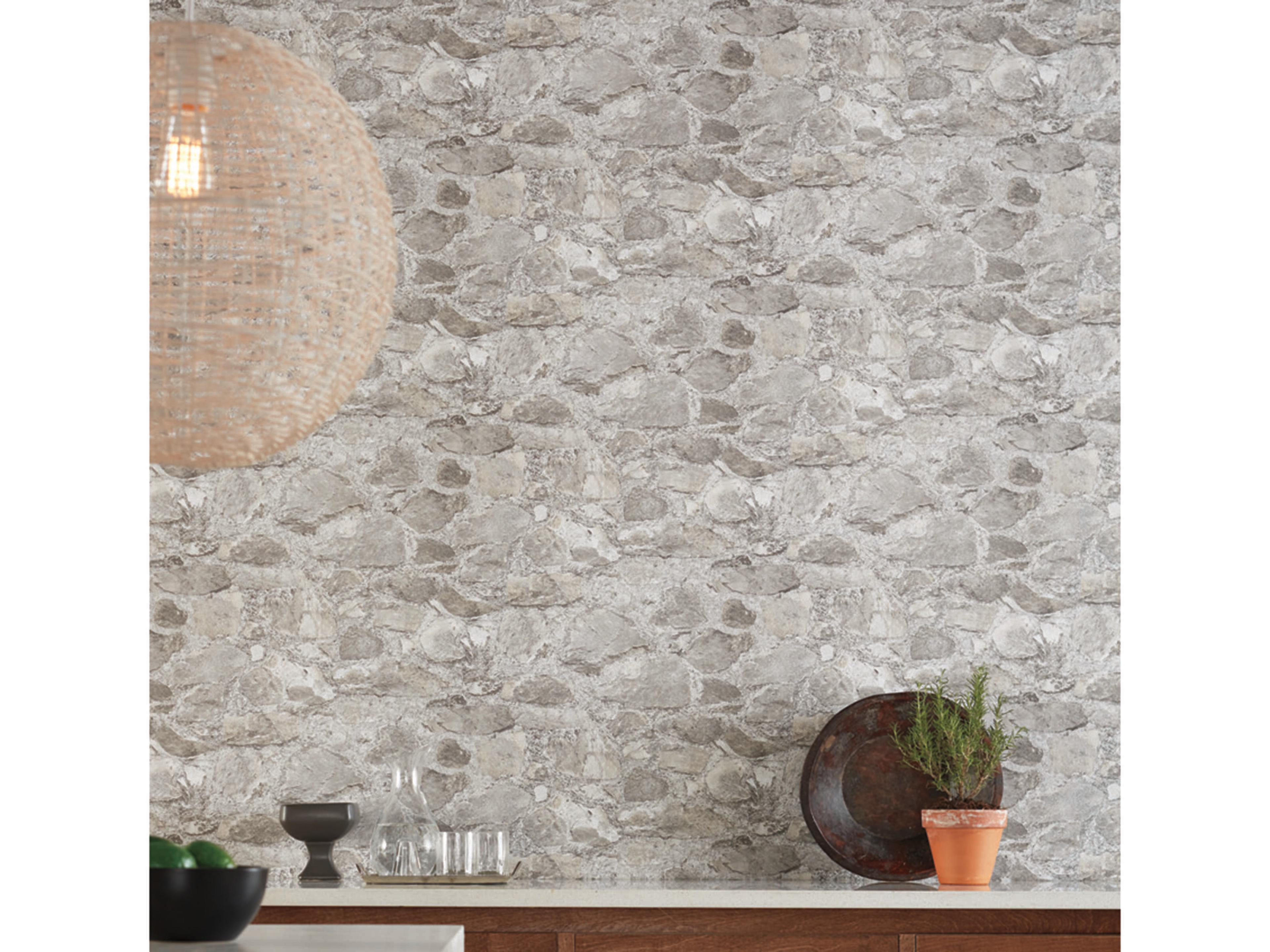 Mediterranean Grey Field Stone Wallpaper