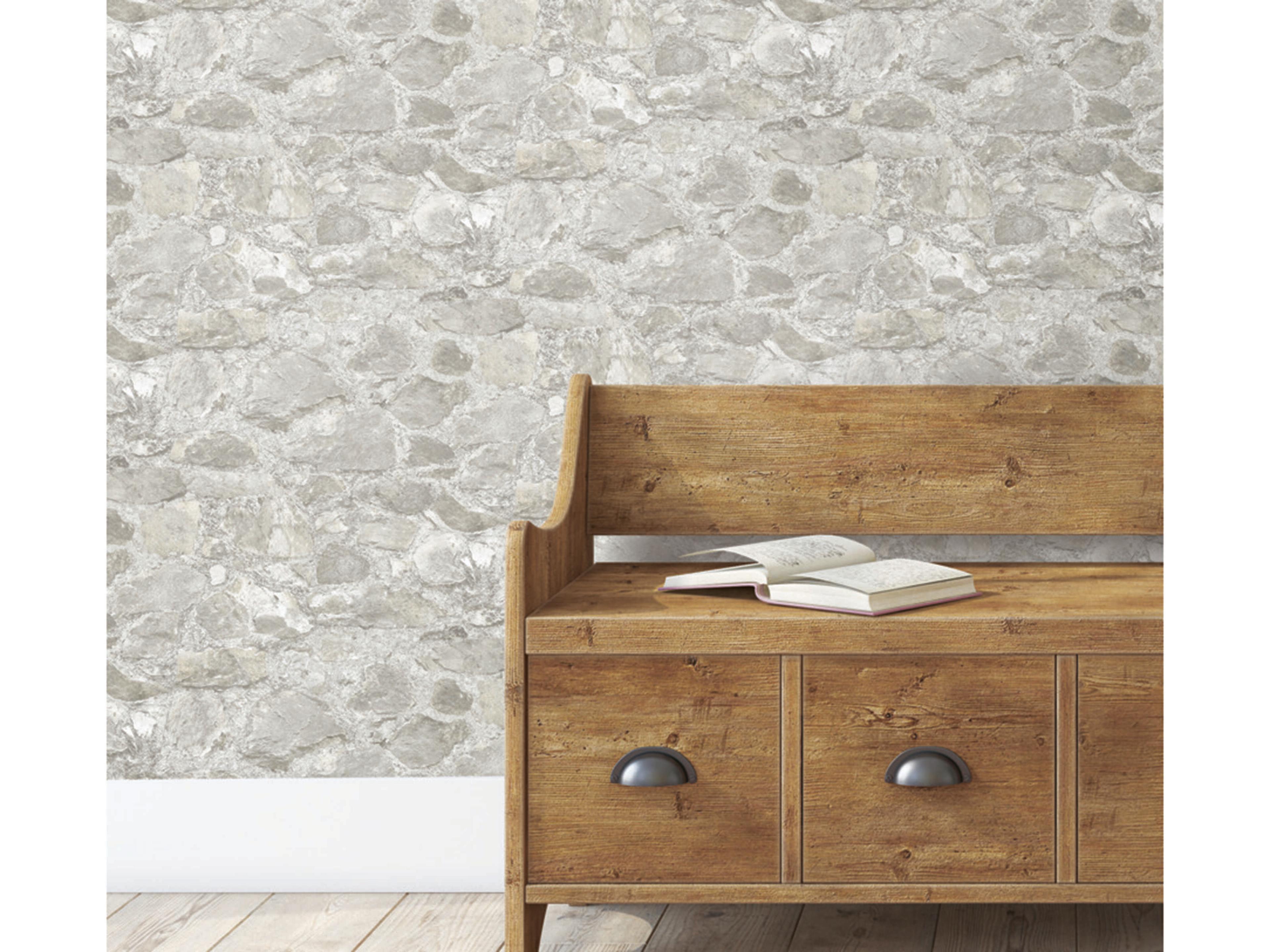 York Wallcoverings Mediterranean Grey Field Stone Wallpaper
