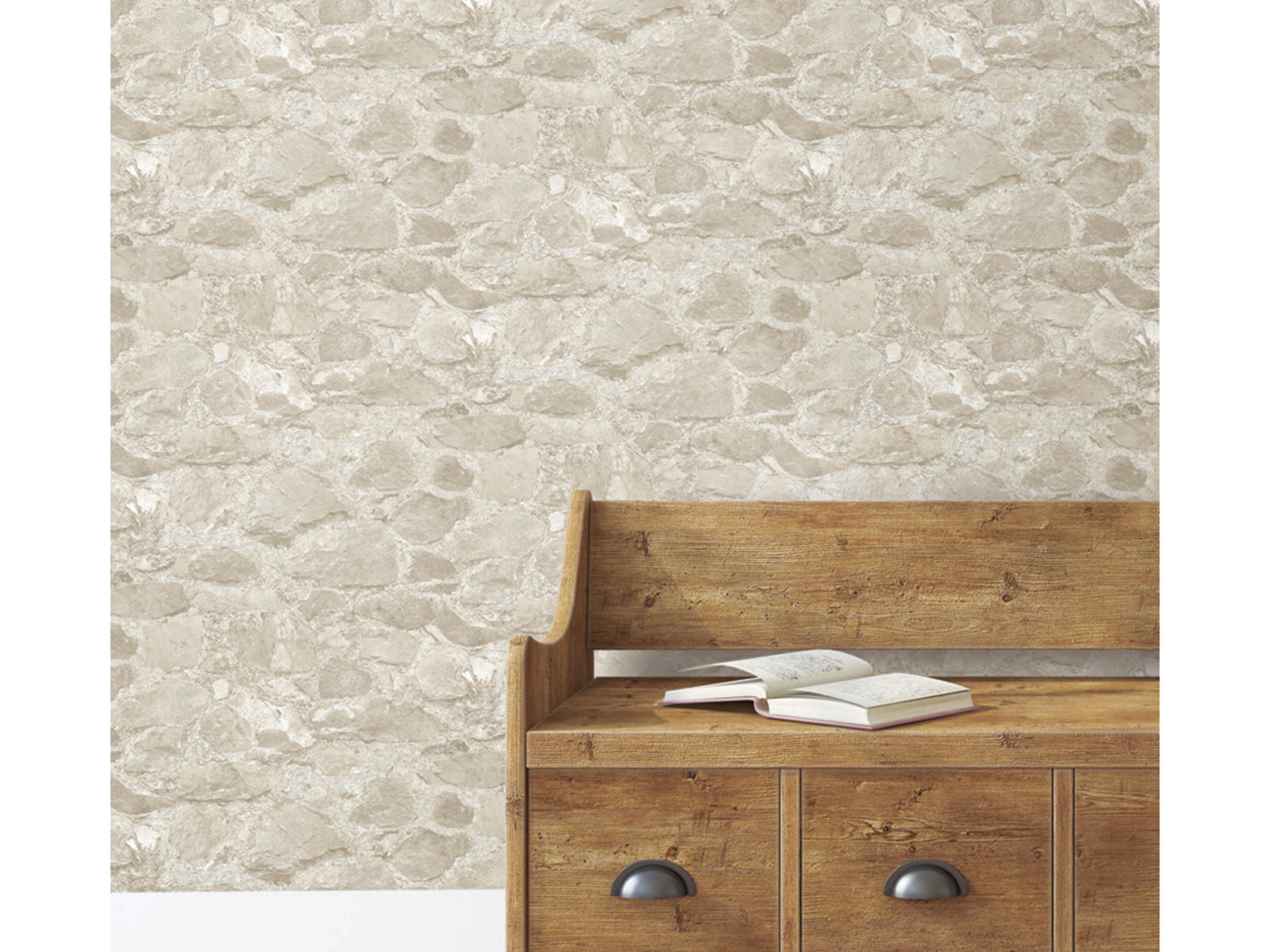 York Wallcoverings Mediterranean Beige Field Stone Peel Stick Wallpaper