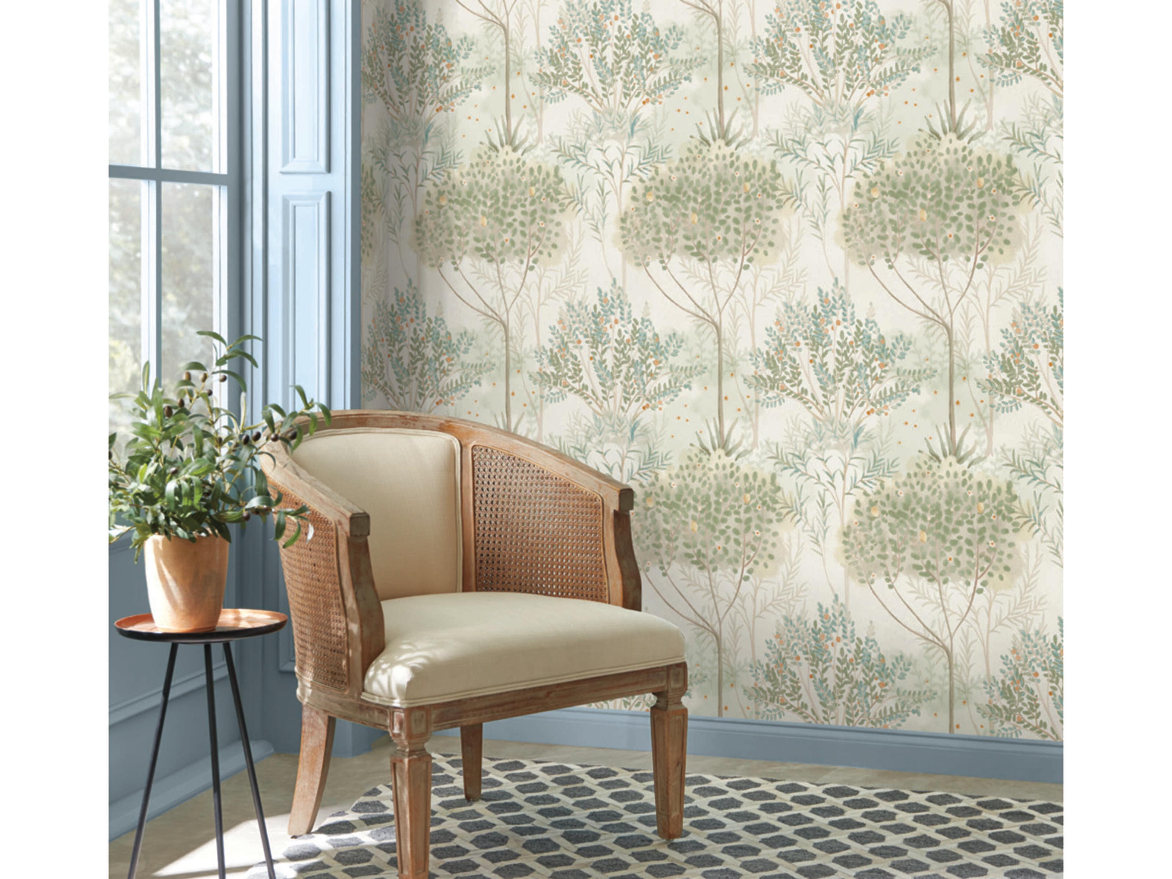 Mediterranean Orchard Beige Botanical Wallpaper