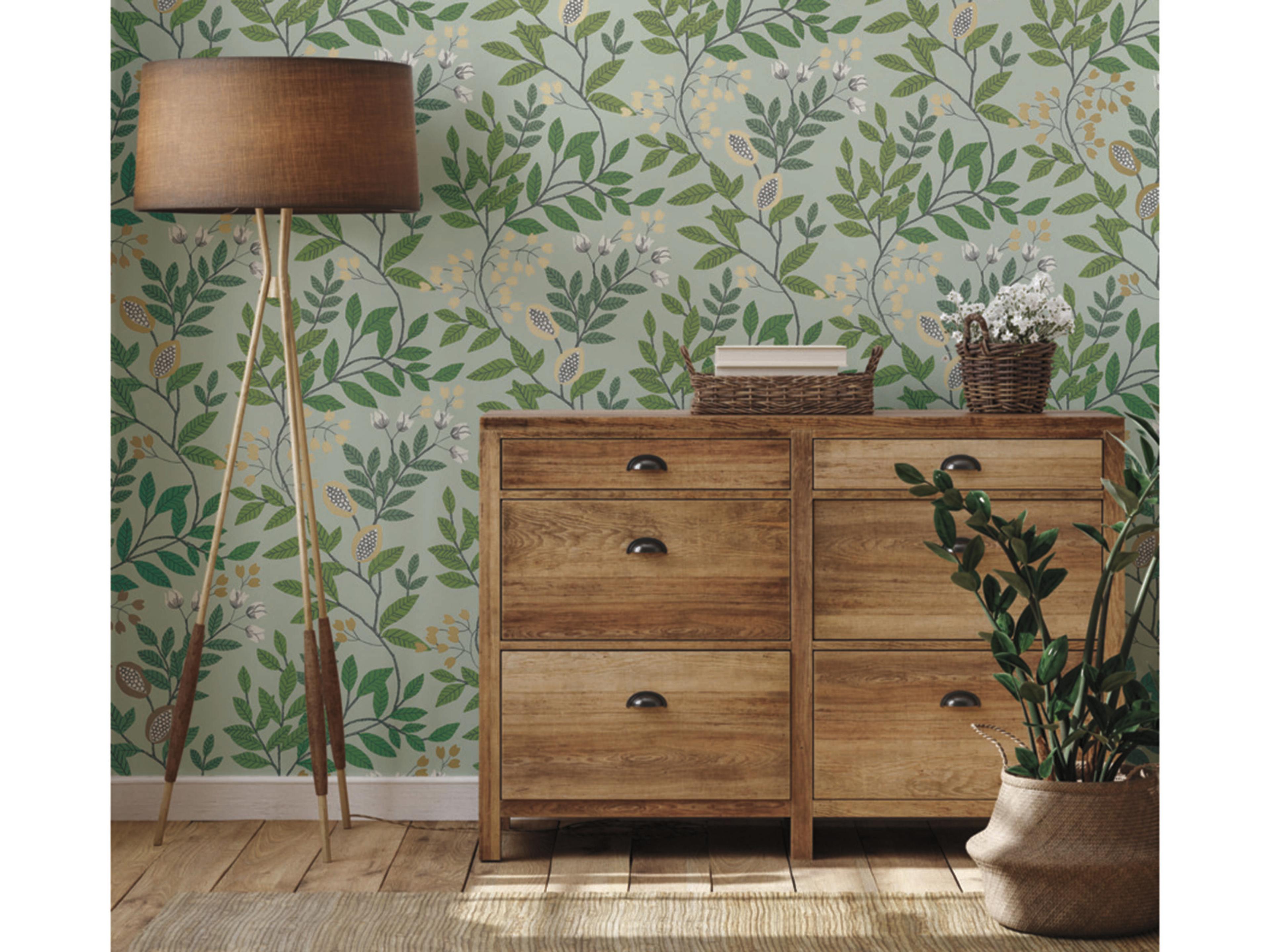 York Wallcoverings Mediterranean Green Gold Eden Retreat Wallpaper