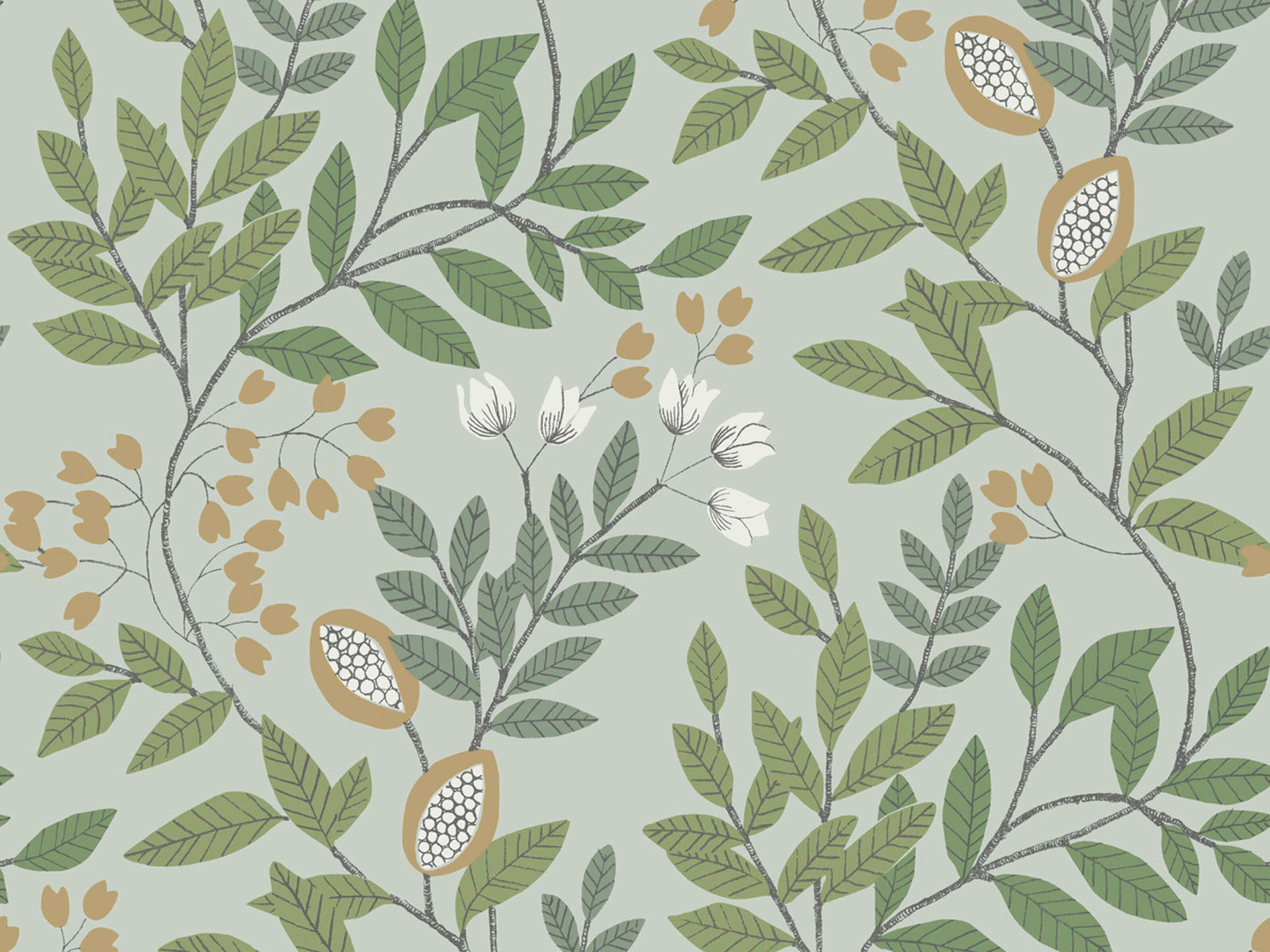 York Wallcoverings Mediterranean Green Gold Eden Retreat Wallpaper