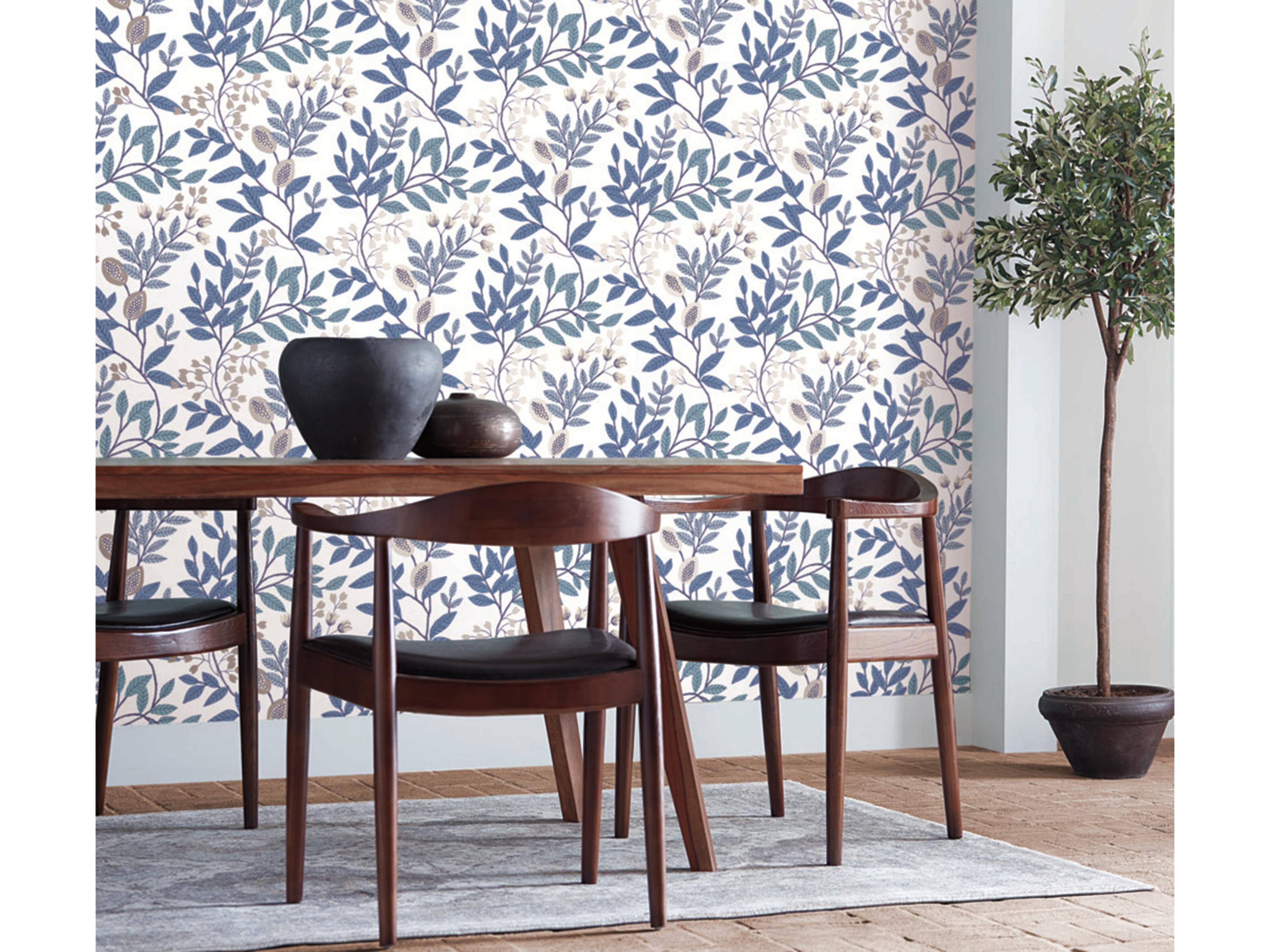 Mediterranean White Blue Eden Retreat Wallpaper