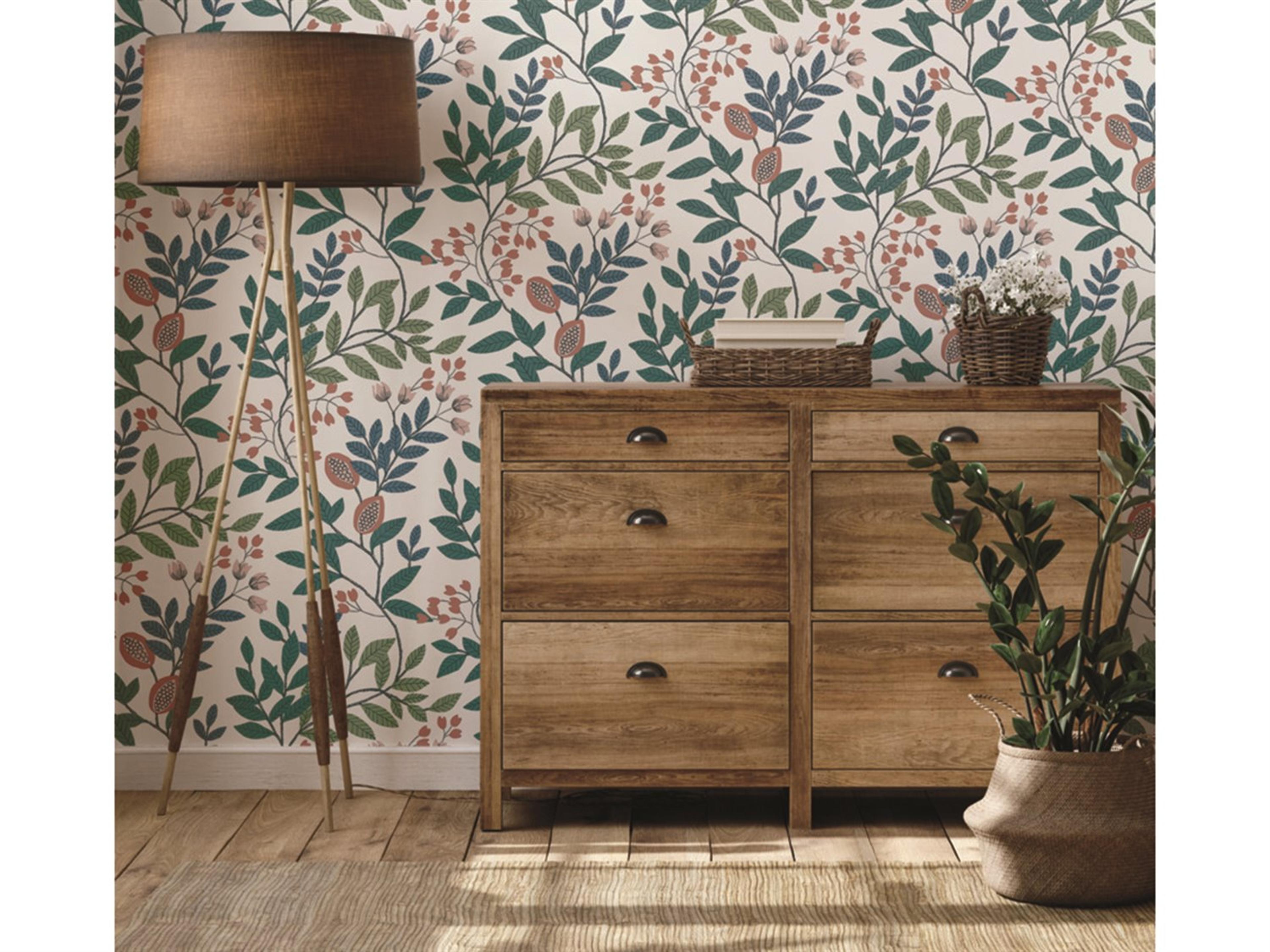 York Wallcoverings Mediterranean Pink Teal Eden Retreat Wallpaper