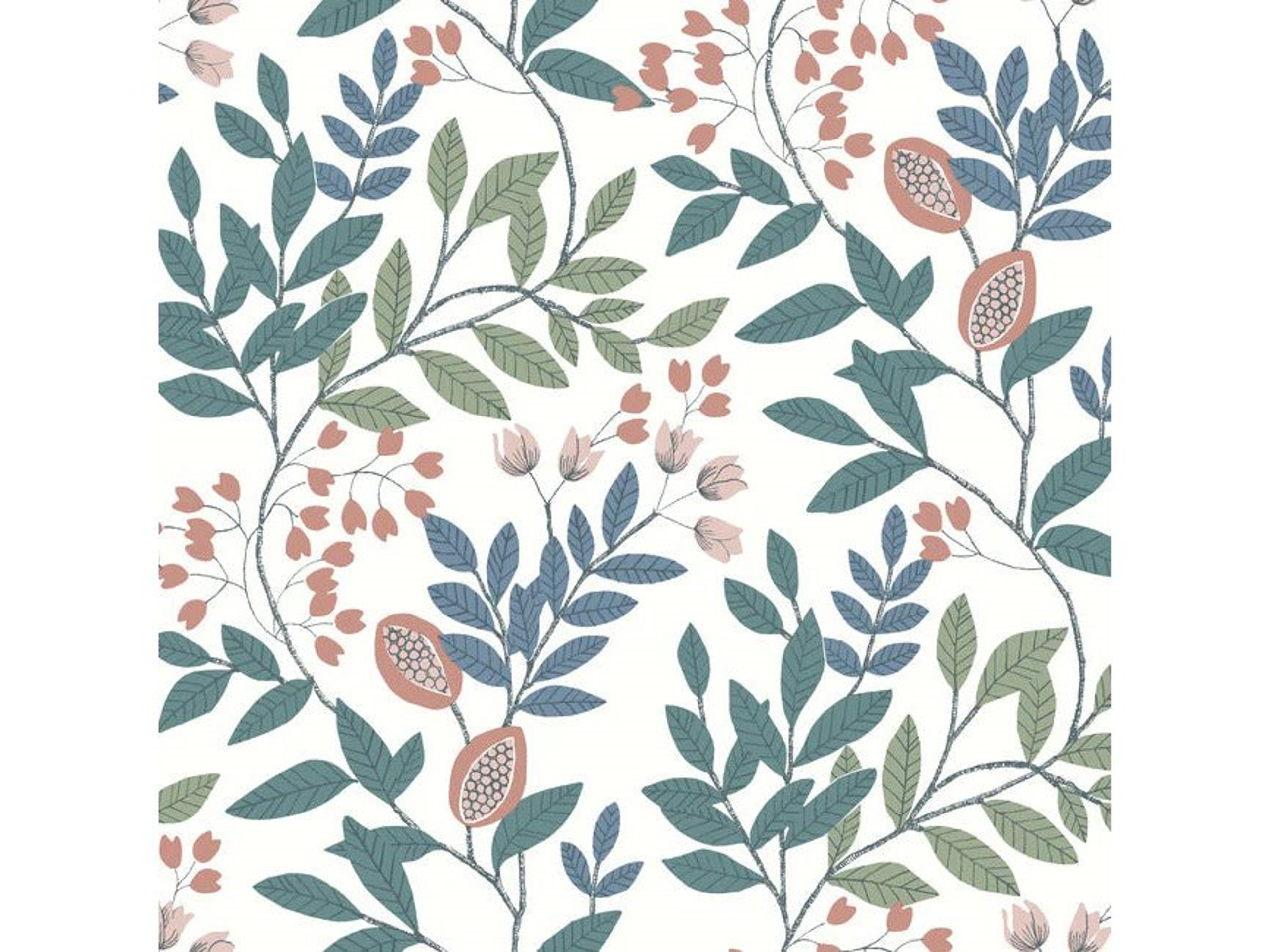 York Wallcoverings Mediterranean Pink Teal Eden Retreat Wallpaper