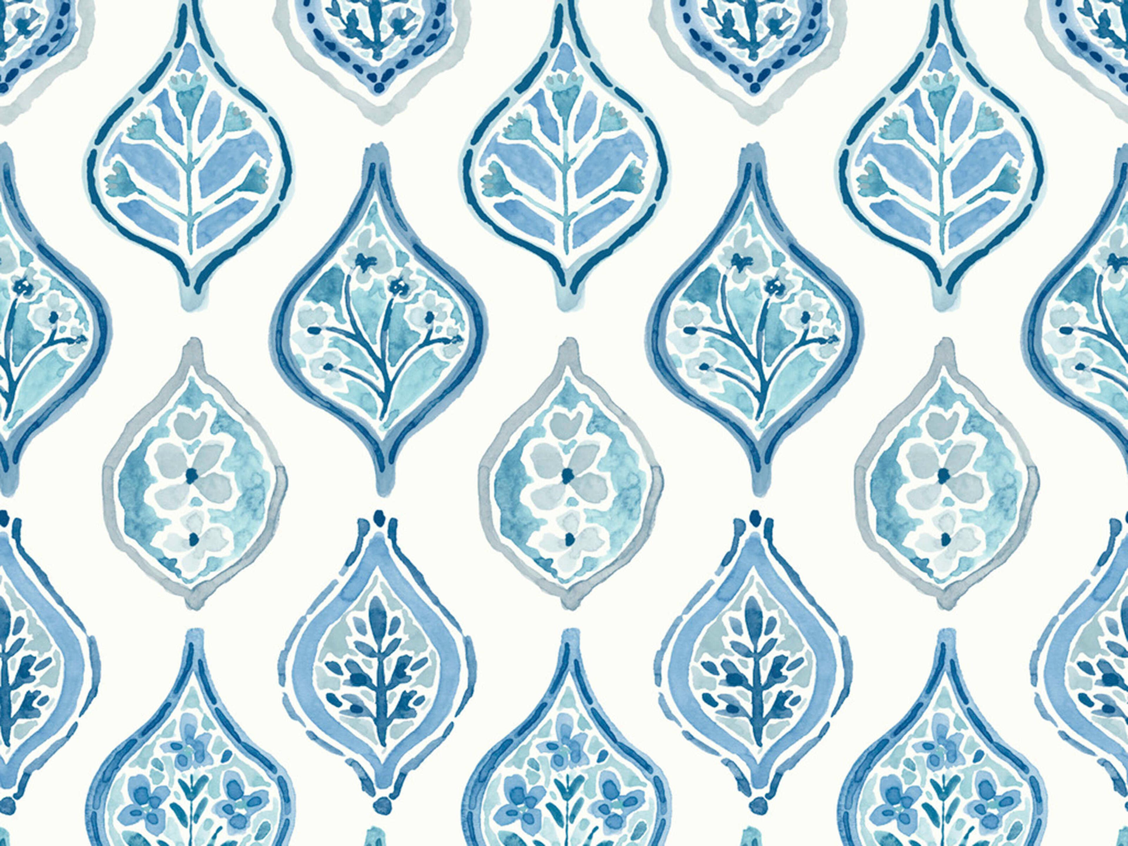 York Wallcoverings Mediterranean White Blue Marketplace Motif Wallpaper