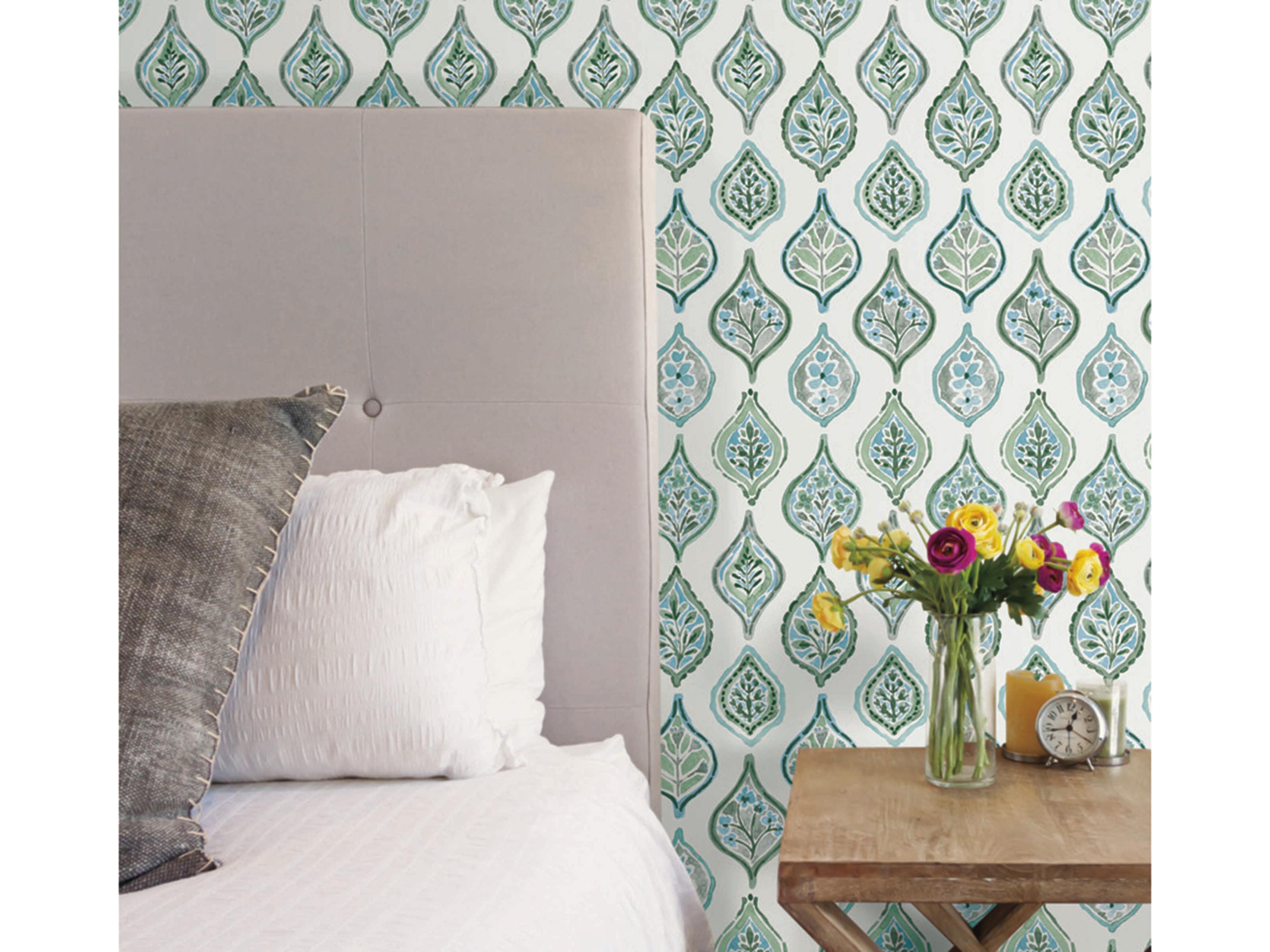 York Wallcoverings Mediterranean Pale Grey Green Marketplace Motif Wallpaper