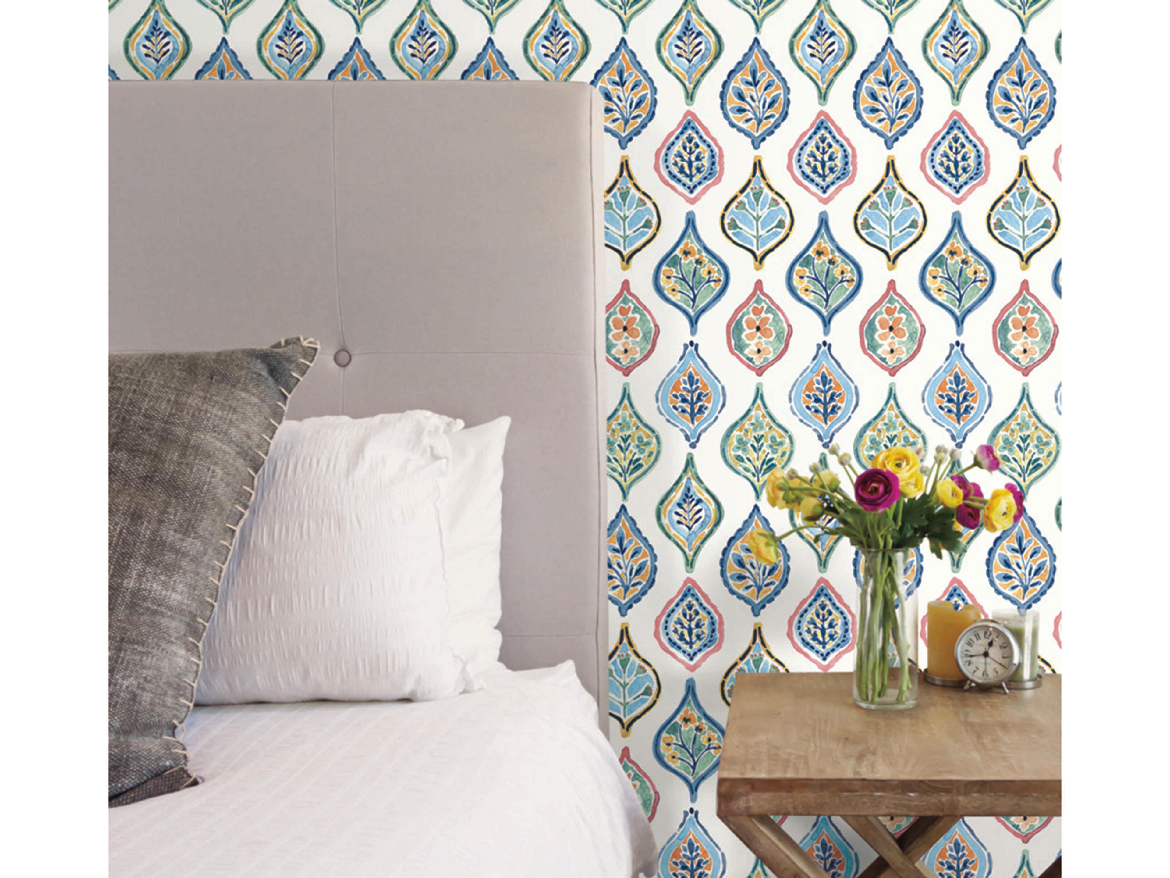 York Wallcoverings Mediterranean White Multi Marketplace Motif Wallpaper