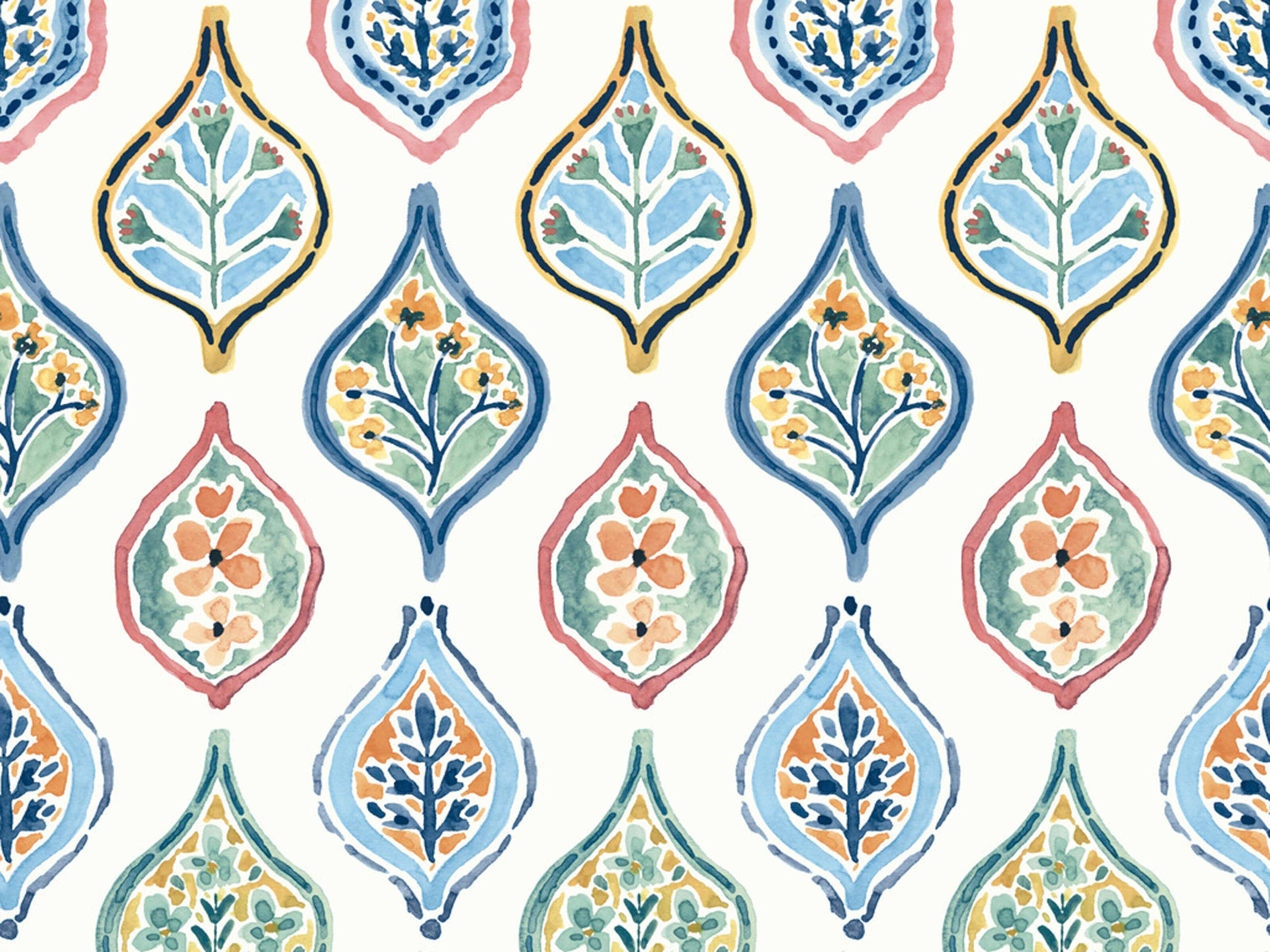 York Wallcoverings Mediterranean White Multi Marketplace Motif Wallpaper