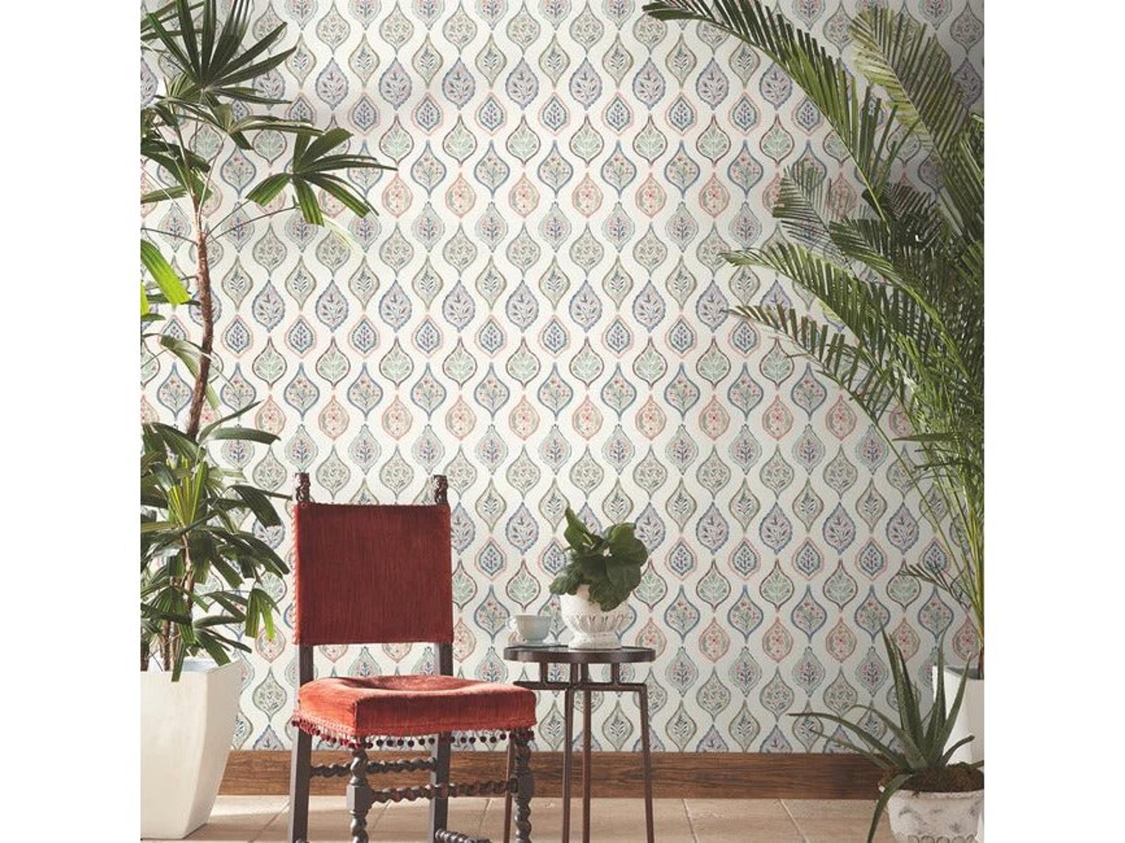 York Wallcoverings Mediterranean Off White Green Marketplace Motif Wallpaper