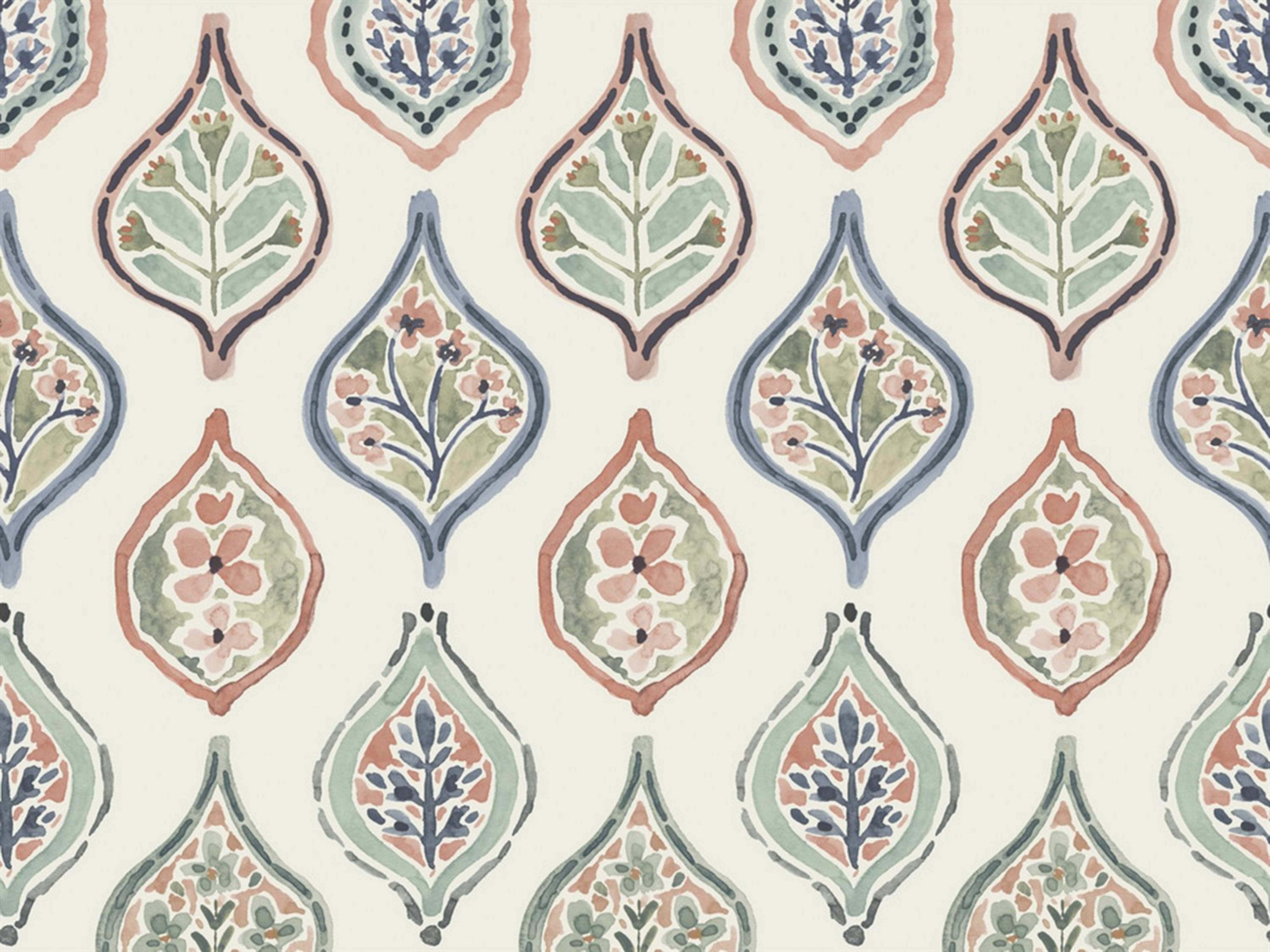 York Wallcoverings Mediterranean Off White Green Marketplace Motif Wallpaper