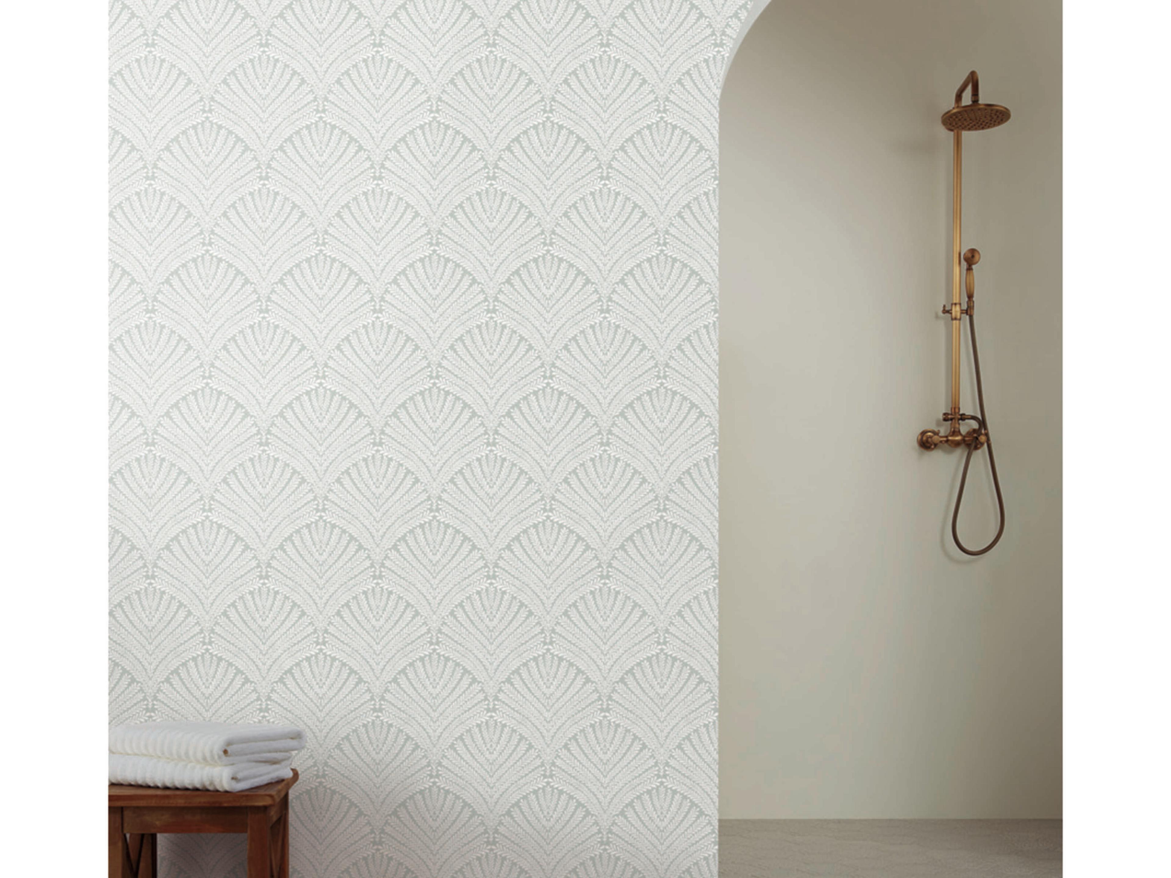 Mediterranean Green White Beachcomber Wallpaper