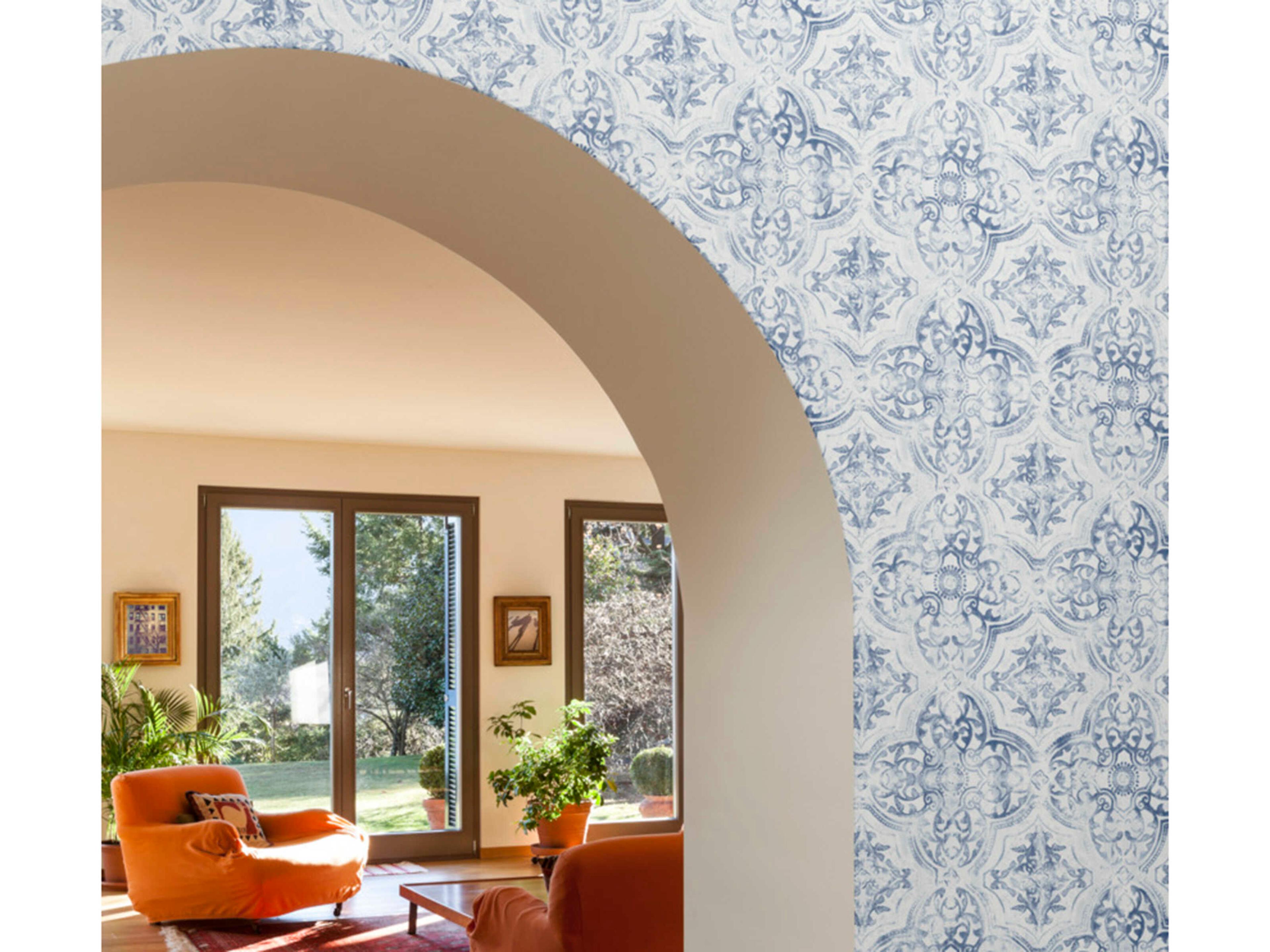 York Wallcoverings Mediterranean White Blue Quartet Wallpaper